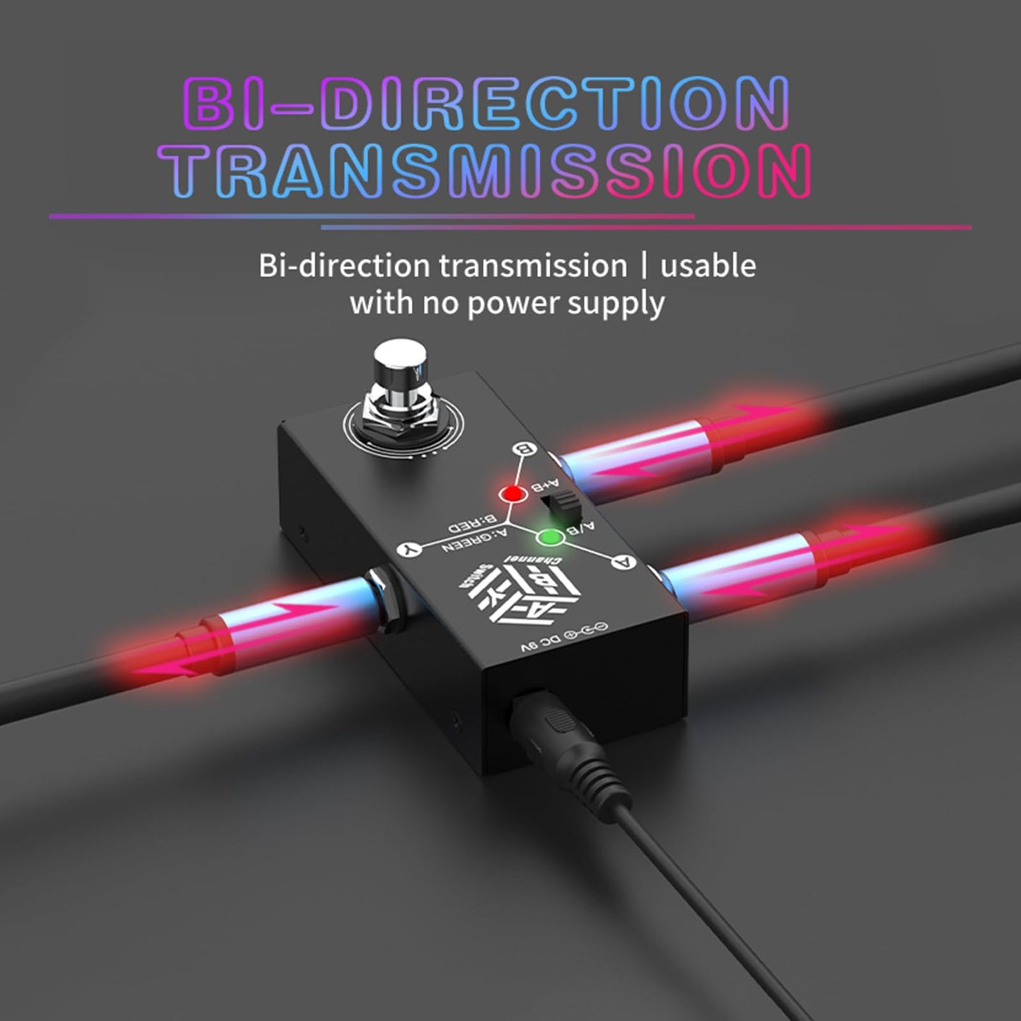RUSUO Guitar Pedals ABY Box Line Selector AB Switch Mini Guitar Effect Pedal Bidirectional Transmission Metal Casing Anti-Slip Support A/B or A and B Modes