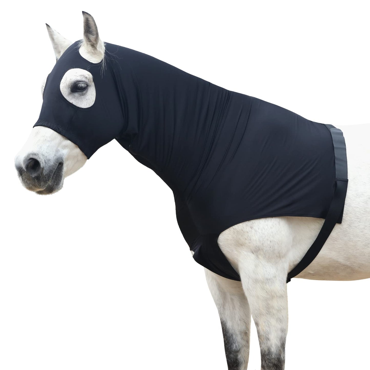 Gallopoff Horse Slinky Hood with Zipper, Stretch Spandex Sleazy Hood for Mane Protection, Breathable Horse Neck Cover for Show Prep, Braids Saver, Sleek Grooming Under Blanket Use Black X-Large