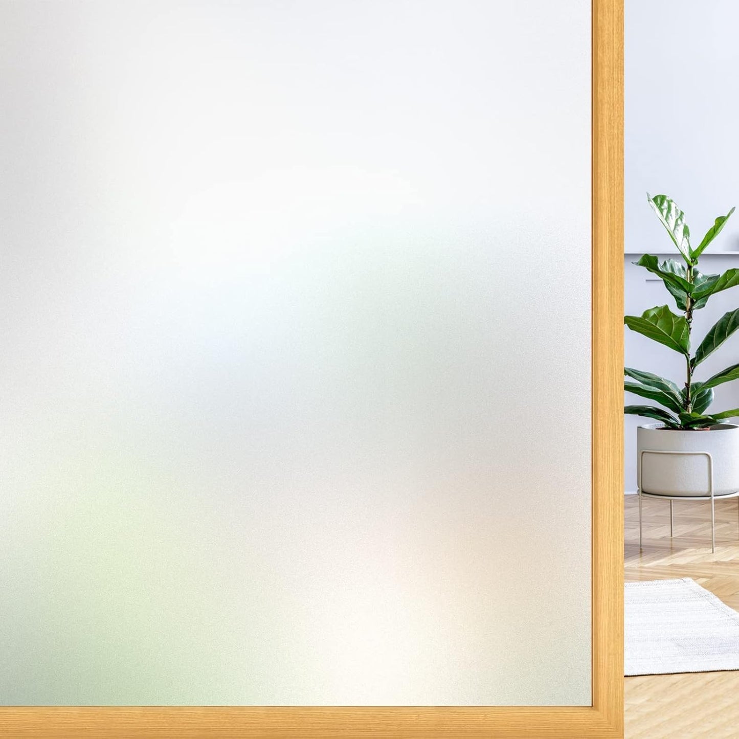 rabbitgoo Window Films for Privacy, Static Cling Frosted Glass Sticker, Non-Adhesive Privacy Film Sun Blocking Window Covering Frosting Vinyl Bathroom Sliding Glass Door, 60 x 300cm, Pure Frosted