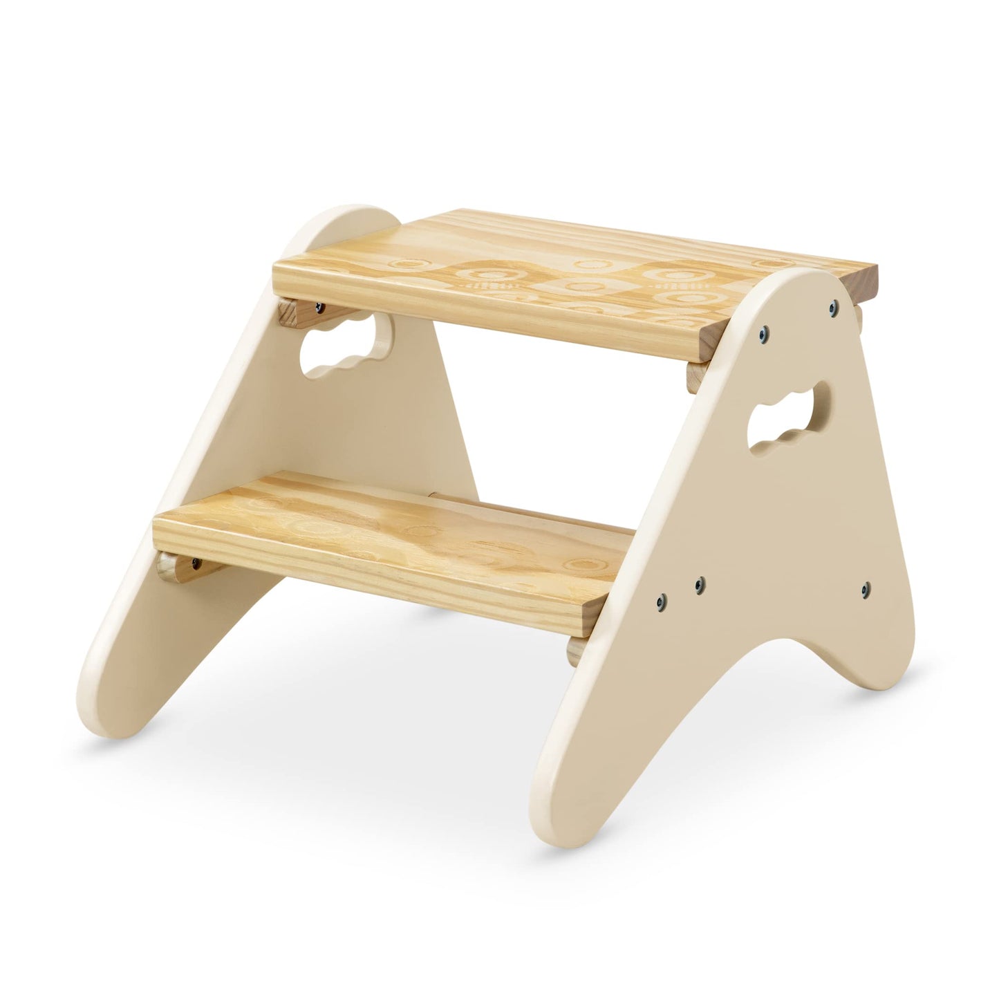 B. toys – Step Stool for Kids – Ivory & Wood Stepping Stool for The Bedroom, Bathroom, Kitchen – Furniture for Toddlers – Peek – A – Boost – 2+ Years