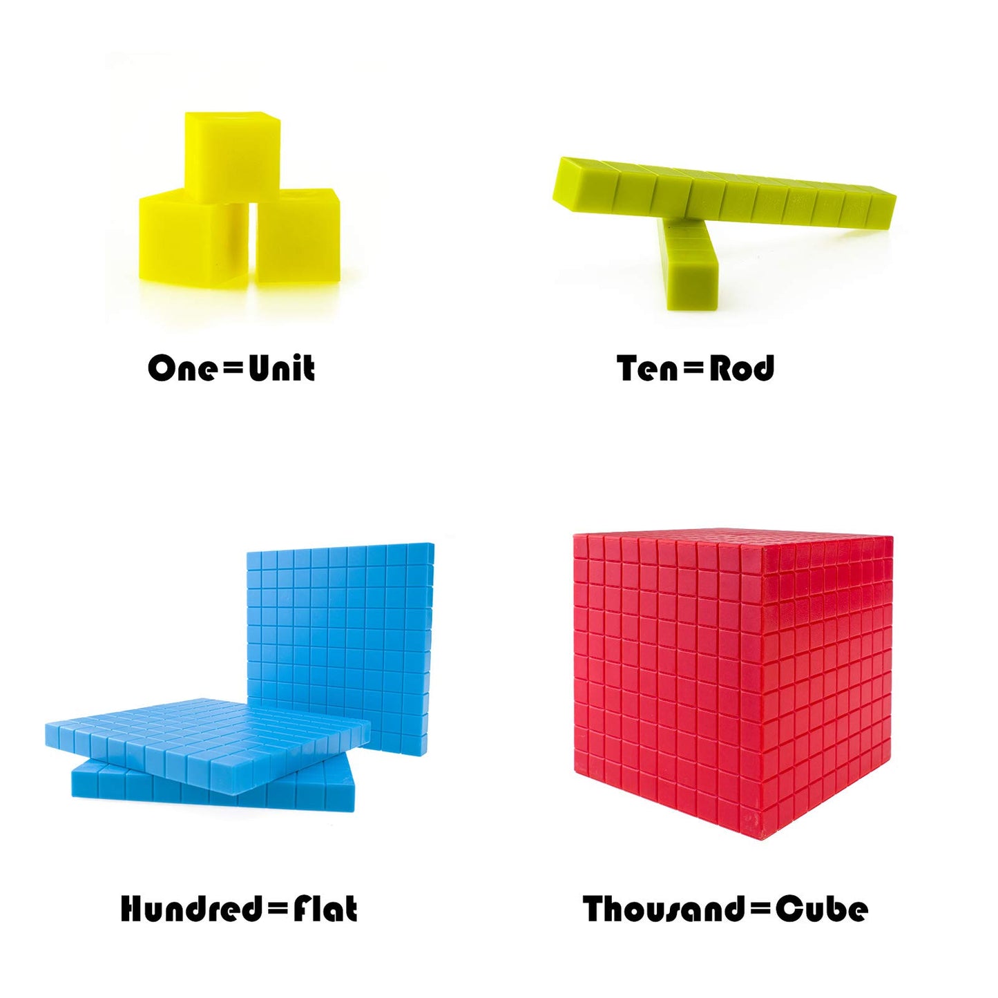 BRABURG Base Ten Blocks Set - 121PCs Base 10 Set Learning Math Manipulative Teach Kids Volume, Place Value and Number Concepts for Early Counting Math in School or Home