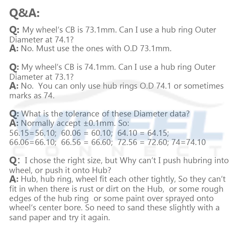 WHEEL CONNECT Hub Centric Rings, 106 to 77.8, Set of 4, Aluminium Alloy Hubrings, O.D:106 (106.1) - I.D 77.8mm. A