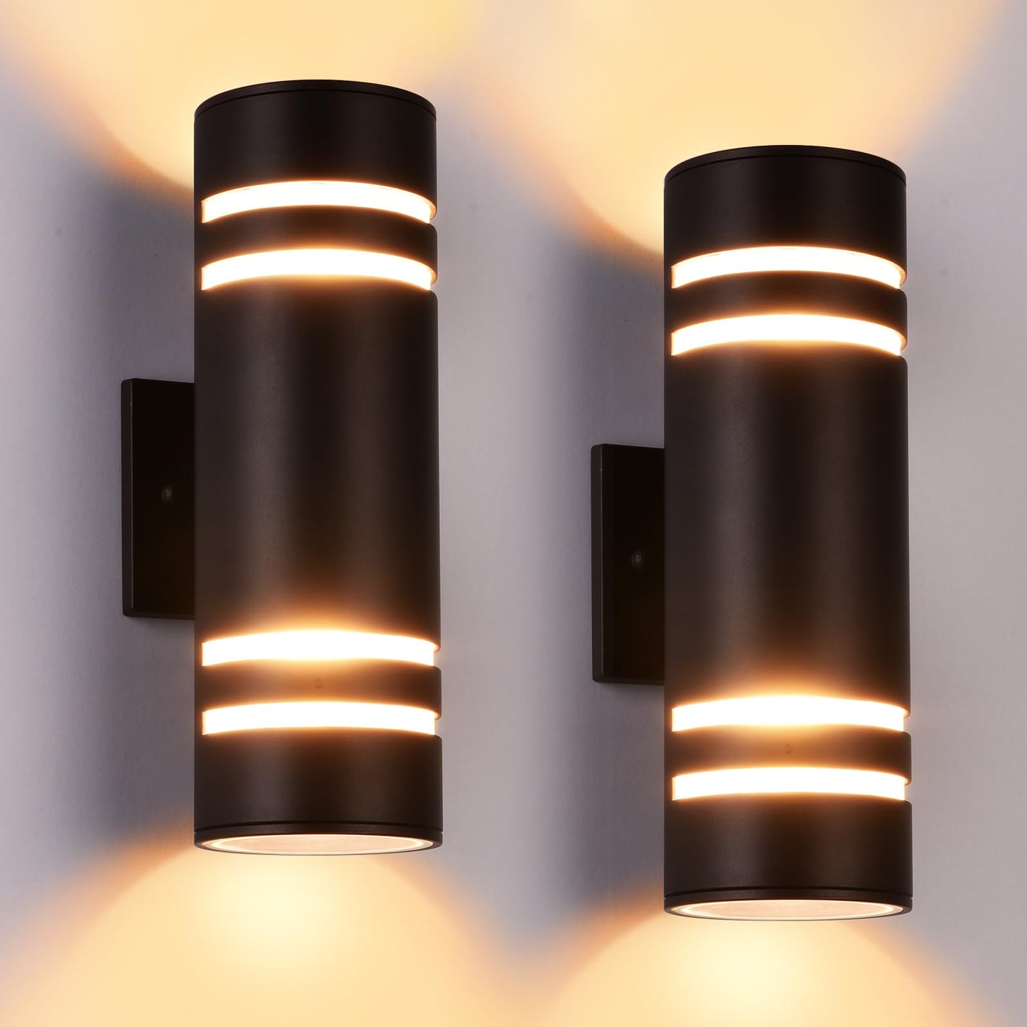 Outdoor Wall Lights, 2 Pack Aluminum Cylinder Up Down Porch Lights Outdoor, Waterproof Outdoor Light Fixture Wall Mount Oil Rubbed Bronze Exterior Wall Sconce for Porch, Patio, Housen Solutions