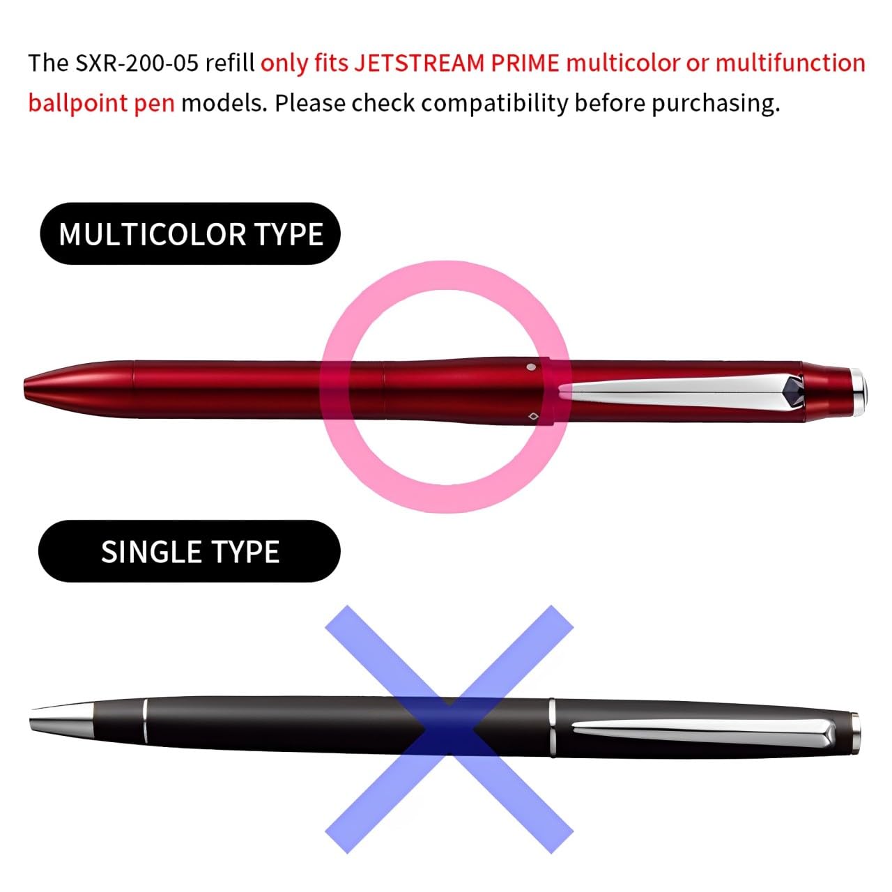 Mitsubishi pencil jet stream for PRIME replacement Wick SXR-200-05 mix free 10 pieces set (black, red, blue)