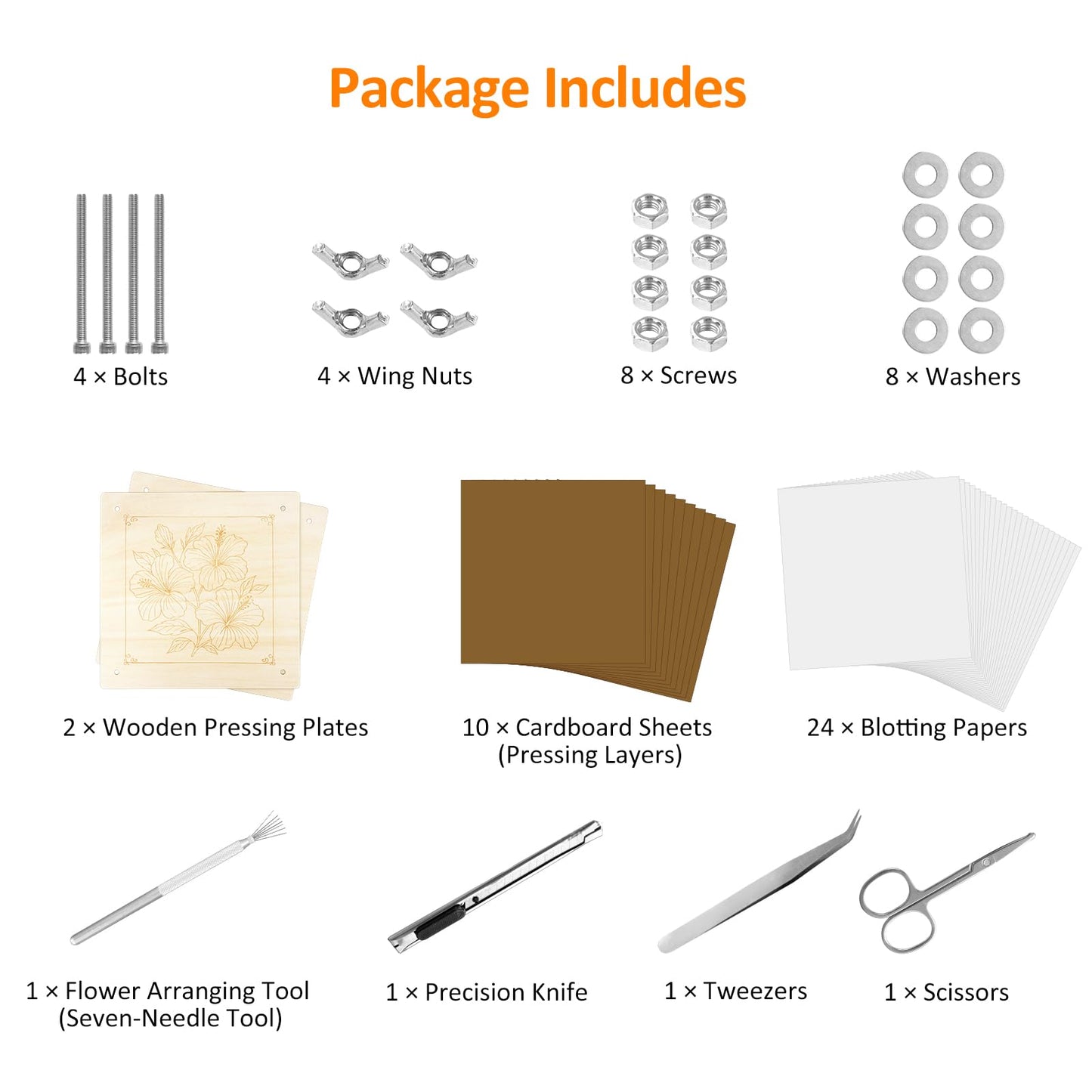 11x 11 Inch Wooden Flower Press Kit – Large Flower & Plant Presser for Adults and Teens, Ideal for DIY Dried Flower Art, Bouquet Preservation & Nature Crafts