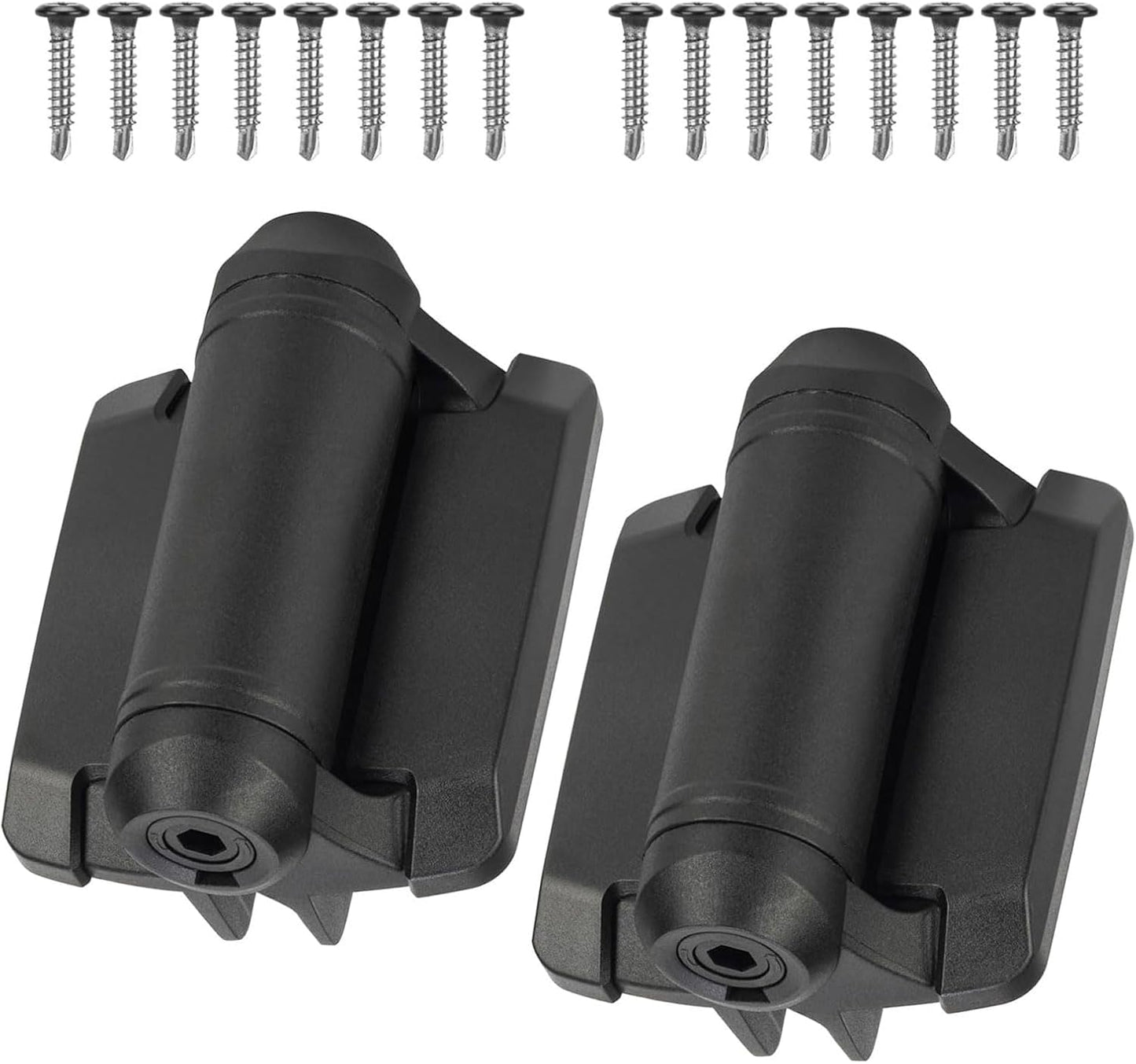 Self Closing Gate Hinges Heavy Duty 2-Pack - Adjustable Spring Tension Alignment Legs, Weather-Resistant for Wood/Vinyl/Metal Gates, Black