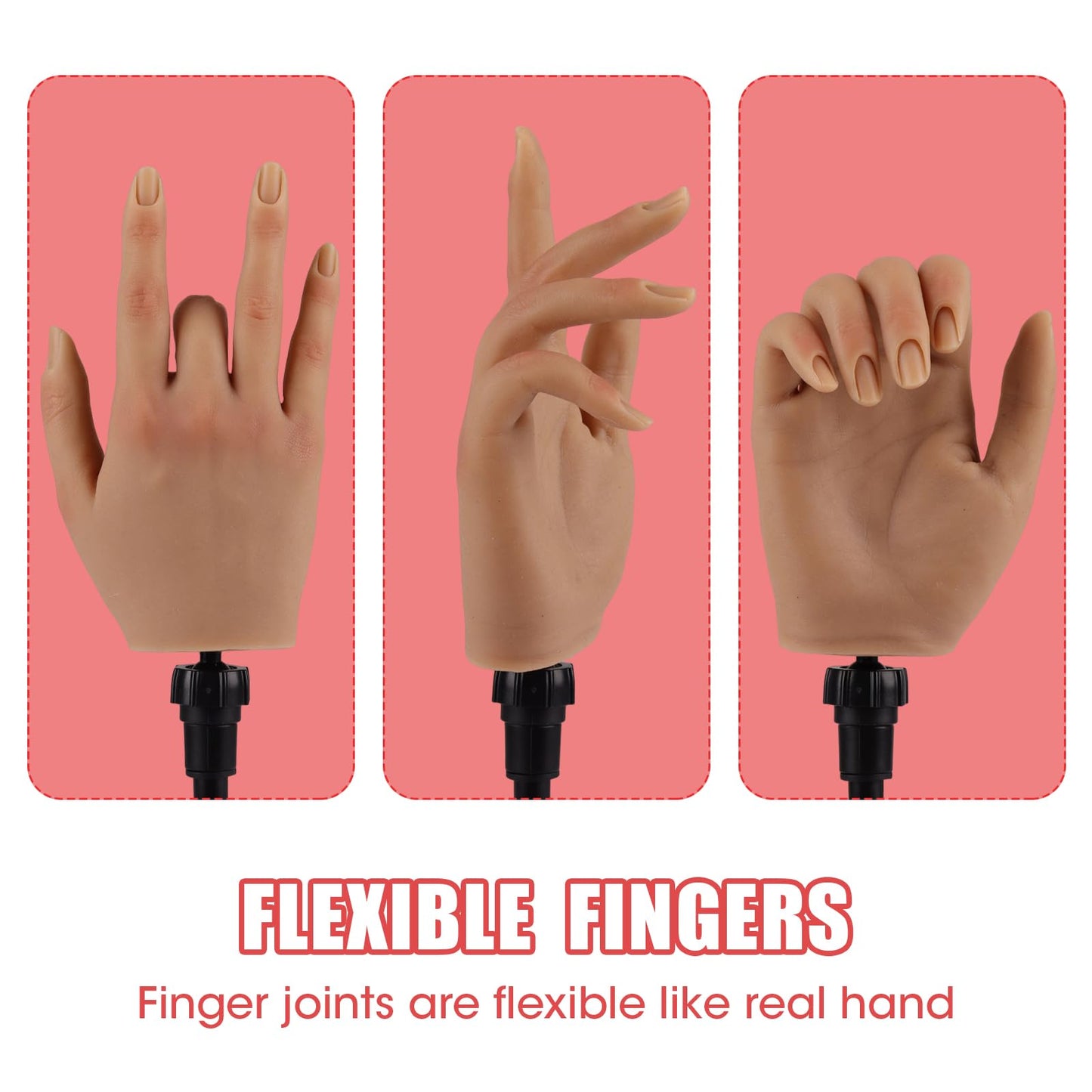 Nail Trainning Practice Hand with Clamp, Acrylic Nail Technician Manicure Supply, False Fake Hands for Nail Manicure, Best Manicure DIY Print Practice Tool