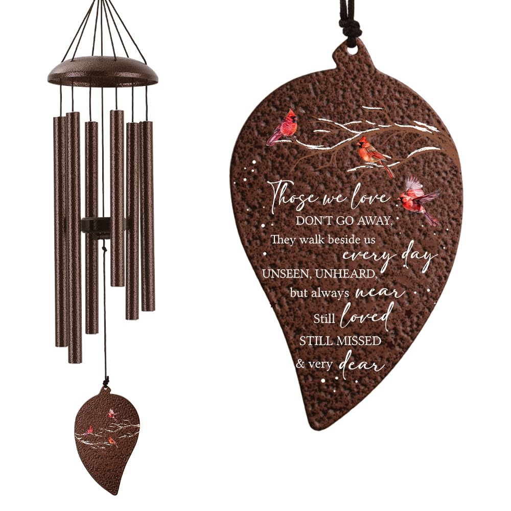 Memorial Sympathy Wind Chimes for Loss of Loved One 32'', Cardinal Wind Chimes in Memory of a Loved One, Cardinal Memorial Gifts, Bereavement Condolence Gifts,Bronze