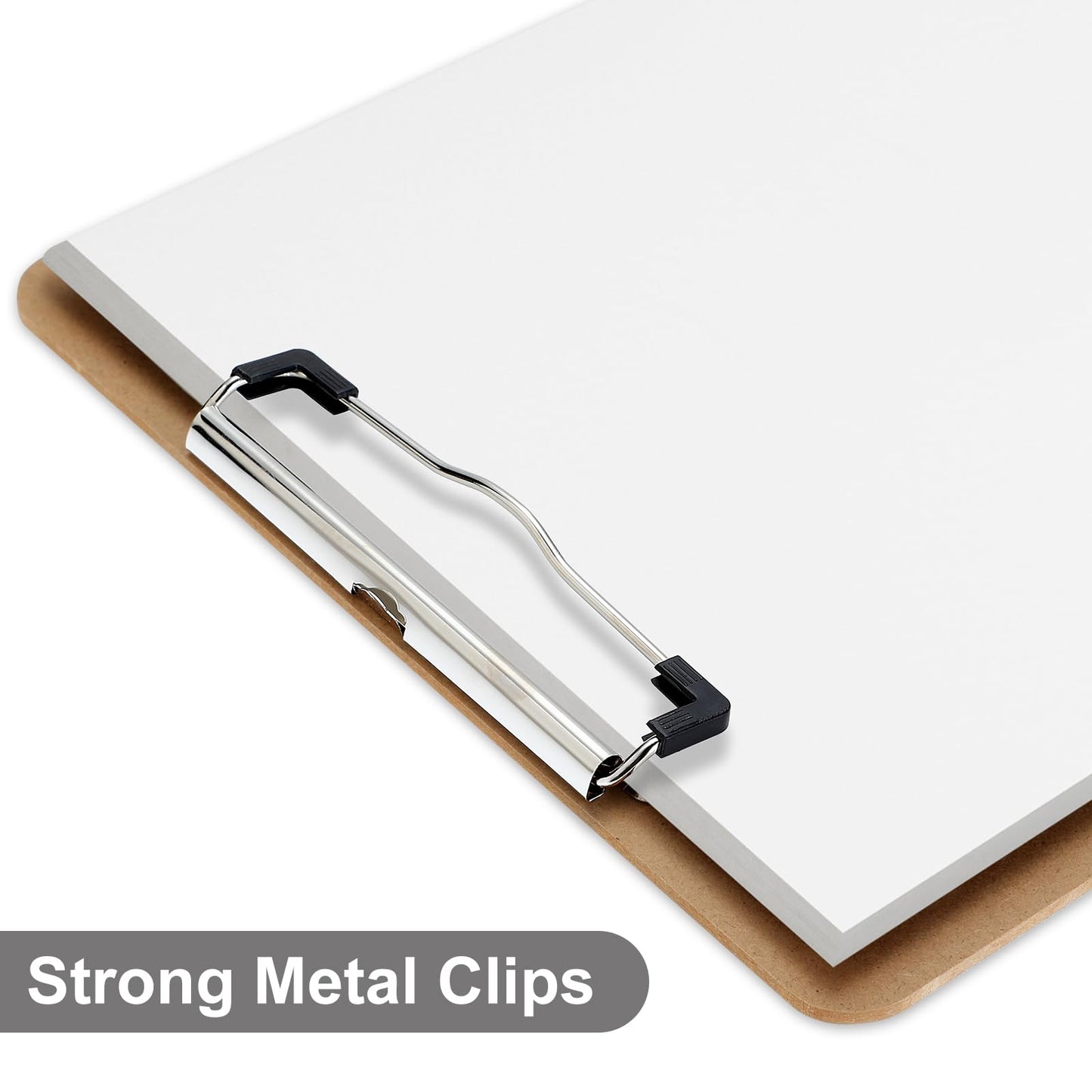 Macroclo Wood Clipboards Set of 20, Letter Size Hardboard Clip Board 8.5x11 for Classroom, Students, Kid, A4 Standard Size 9" x 12.5" with Low Profile Clip, Office & School Supply