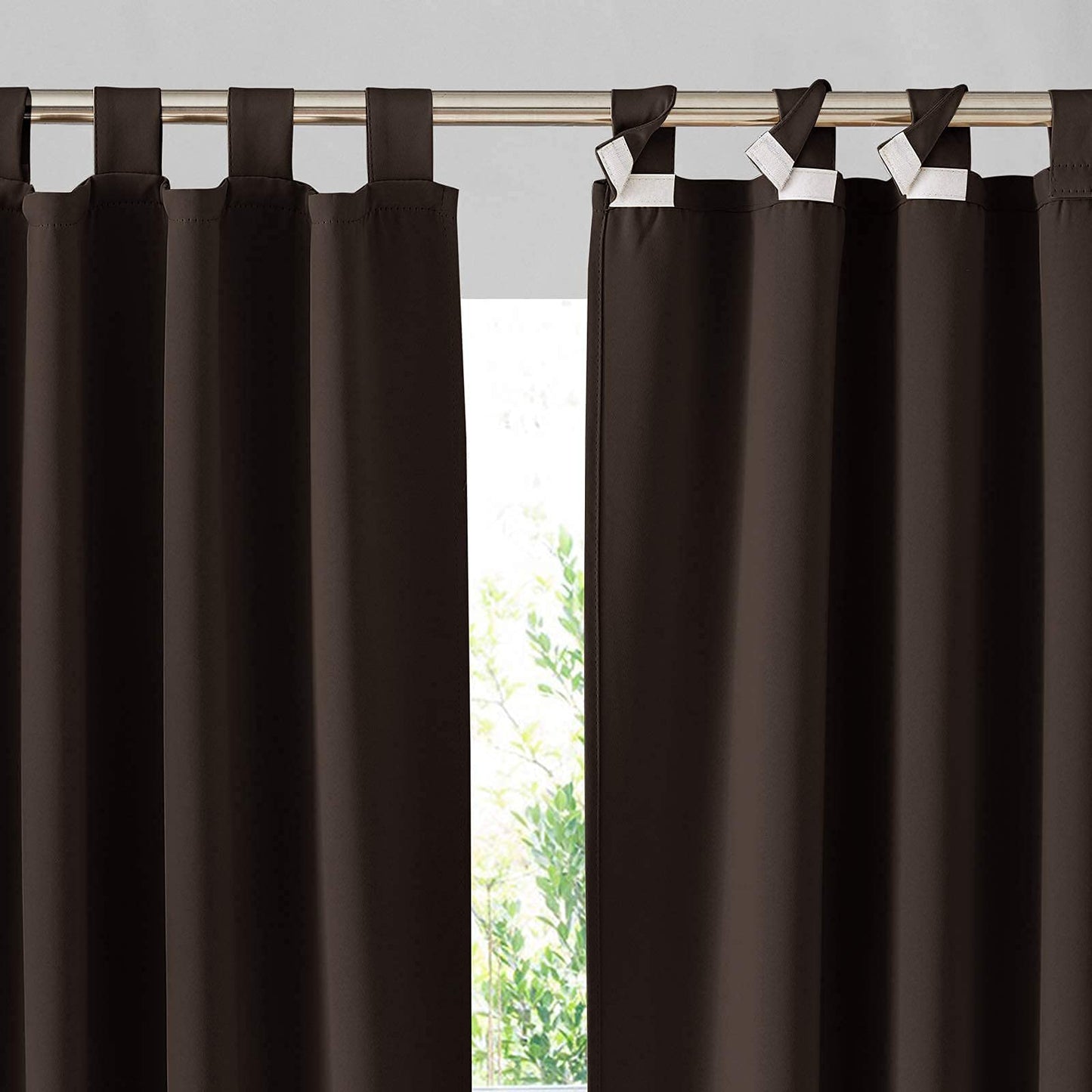 RYB HOME Outdoor Curtains Waterproof - Detachable Top Privacy Screen Curtains Blackout Blinds Summer Heat Insulated for Patio Balcony Cabana Cabin Garage Backdrop, 2 Panels, W 52 x L 84, Brown
