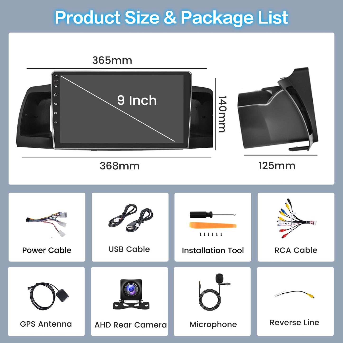 2+64GB Inefala for Toyota Corolla EX 2005-2012 Android Car Radio Stereo with Wireless Carplay Android Auto, 9 Inch HD Touchscreen with WiFi GPS Bluetooth FM/RDS SWC USB Backup Camera MIC