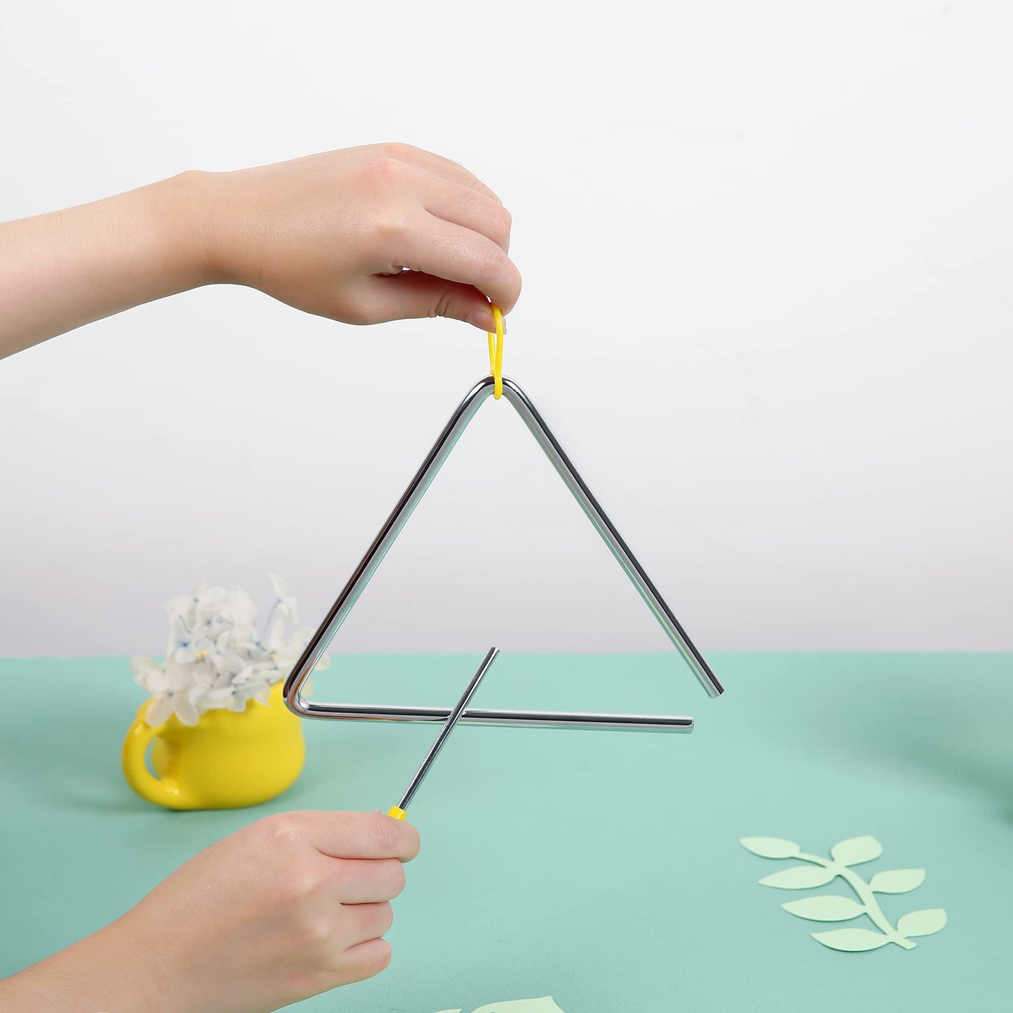 10 Pcs Musical Triangle Instrument, 6 Inch Steel Music Percussion Triangle
