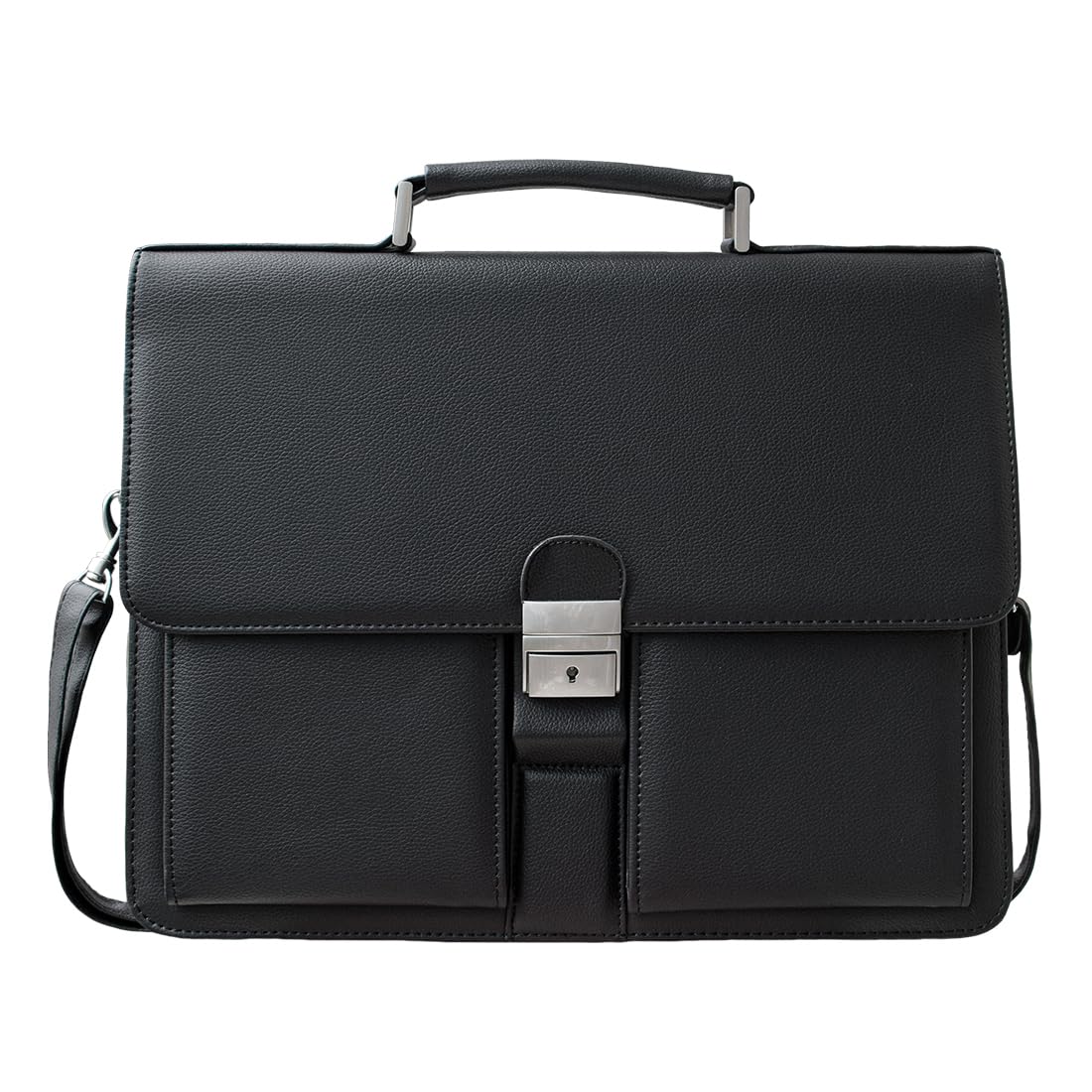 Mens Leather Briefcases Office Attorney Attache Case Ideal Gift Messenger Bag w/Padded Compartment for 14" Laptop, Black