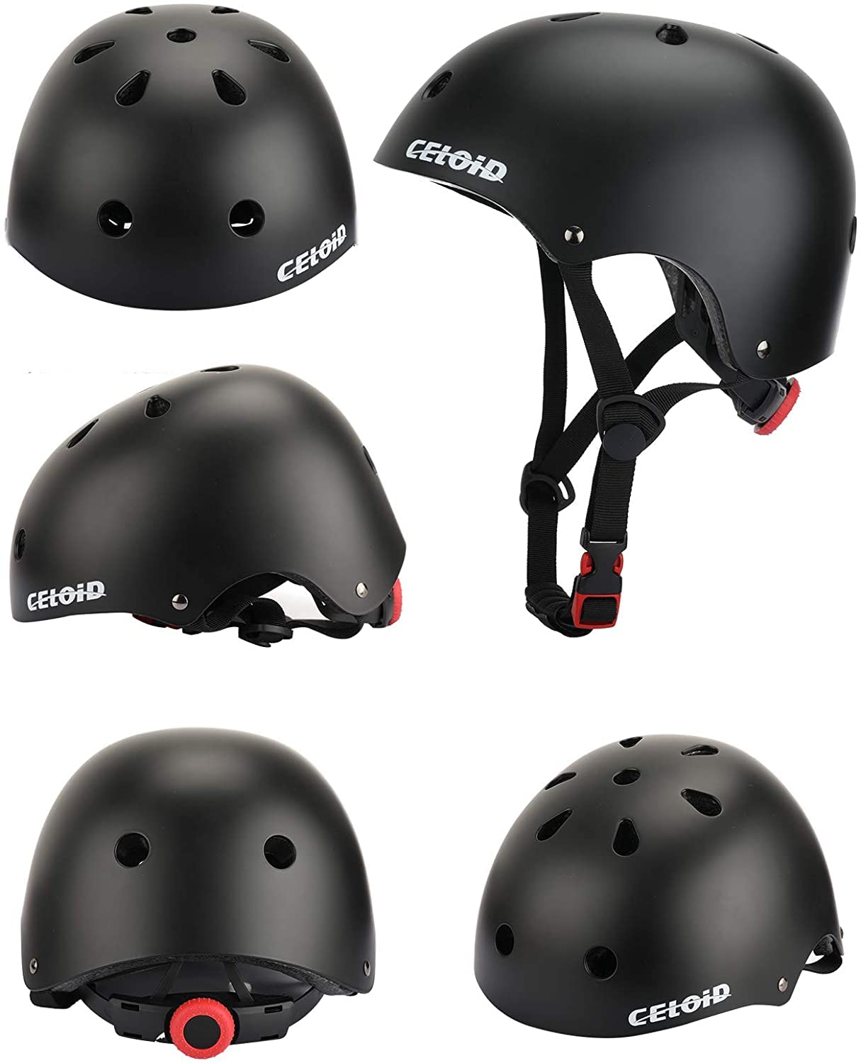 CELOID Kids Bike Helmet,Toddler Skateboard Helmets for Ages 5-6-8 Years Boys Girls,Adjustable Multi-Sport Bicycle Skateboarding Football Roller Skating Scooter Balance Bike Helmet,Black
