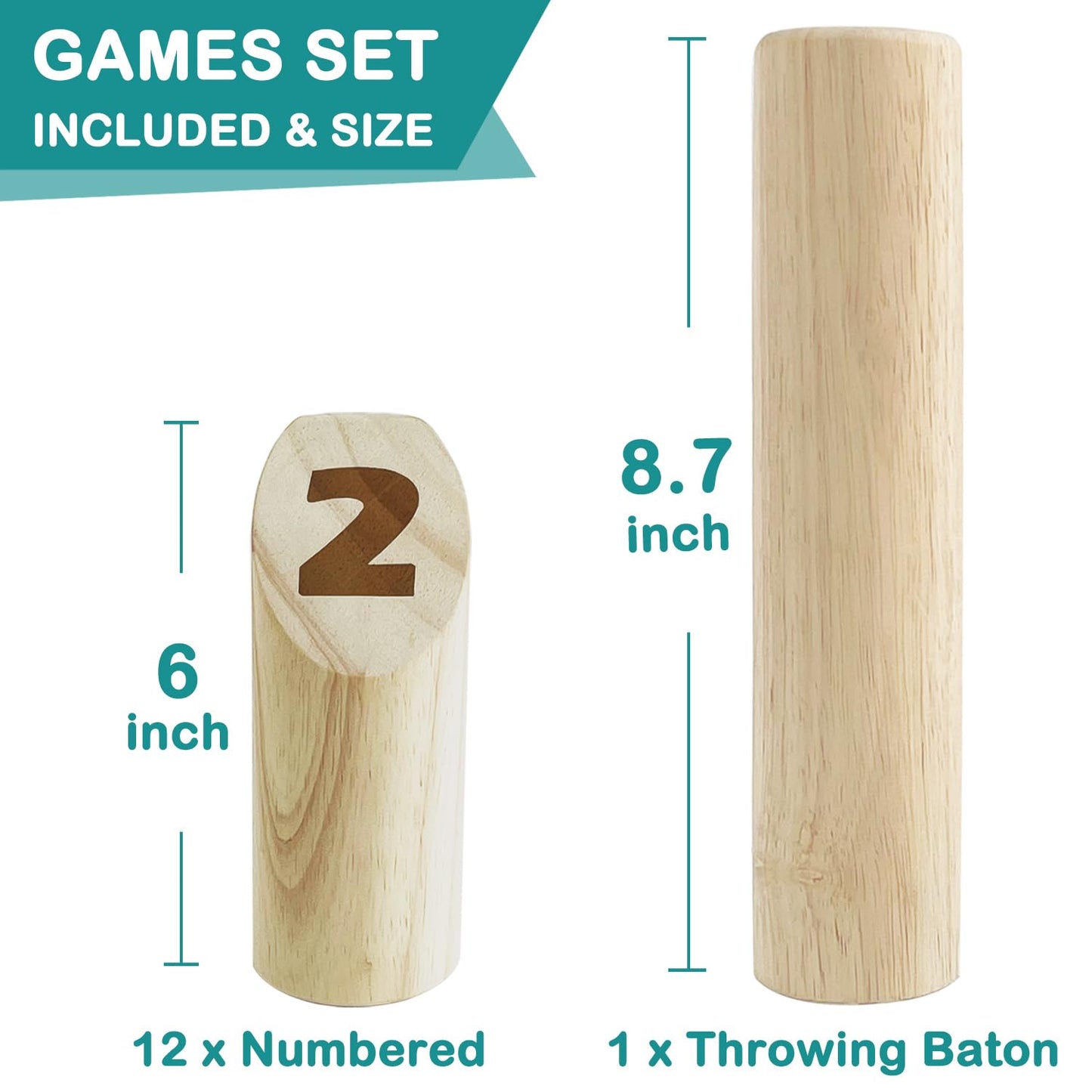Numbered Block Toss Games, Wooden Throwing Game, Outdoor Backyard Lawn Games (Scoreboard & Carrying Bag)
