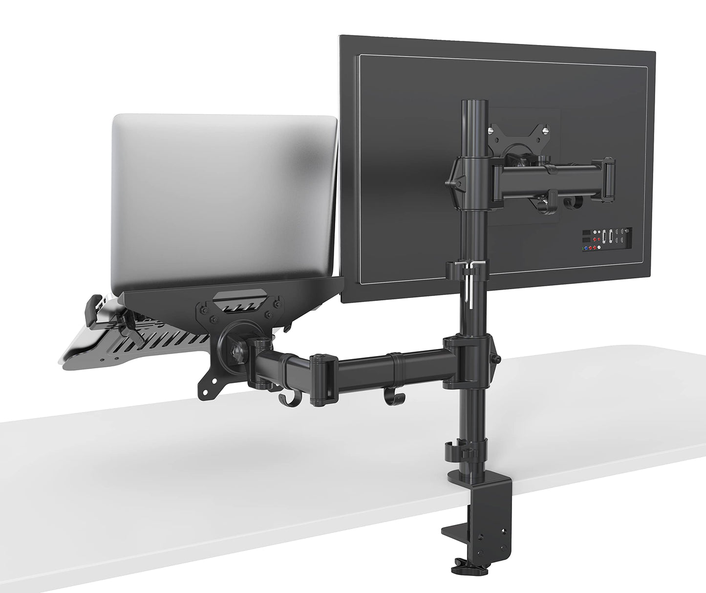 SHOPPINGALL Fully Adjustable Dual Monitor & Laptop Mount Stand for Laptop up to 17" Monitors up to 32" - SA-LH09