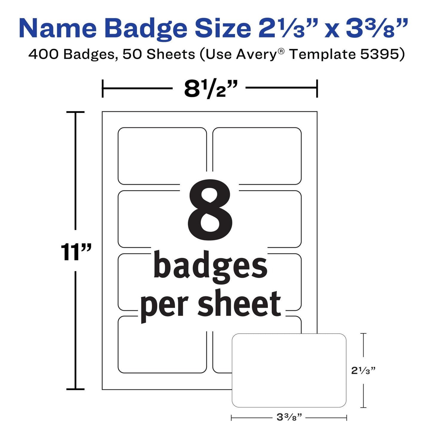 Flexible Adhesive Name Badge Labels, Laser/Inkjet