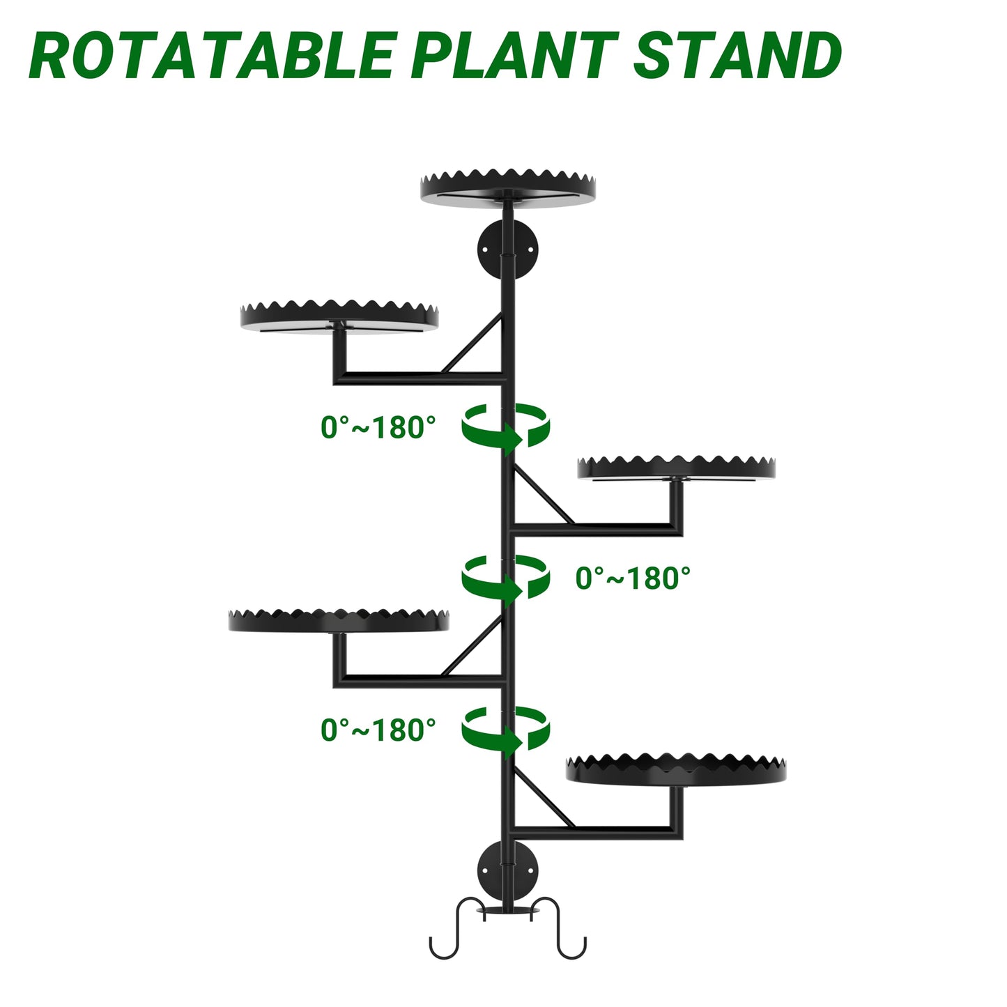 GcdPai Rotating Window Plant Shelves indoor 5-tier Metal Plant Stand, Wall Plant holder for Multiple Plants indoors, Window Sill Gifts for Small Spaces, Stylish and Functional Indoor Plant Stand Black