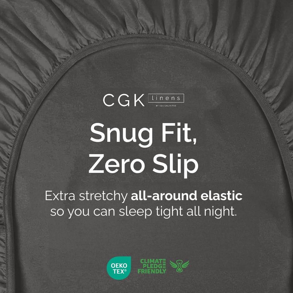 King Fitted Bed Sheet - Bottom Single Fitted Sheet Only - Ultra-Soft Hotel Luxury Bedding w/ 8-16 Inch Deep Pockets - Breathable, Cooling & Wrinkle Free - Easy-Fit, Fade & Shrink Resistant - Charcoal