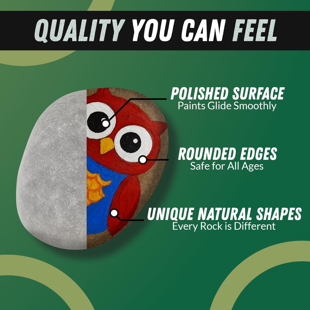 PGN 40 River Rocks for Painting, 2" to 4", Flat & Smooth Stones, No Sharp Edges, Ideal for Many Projects