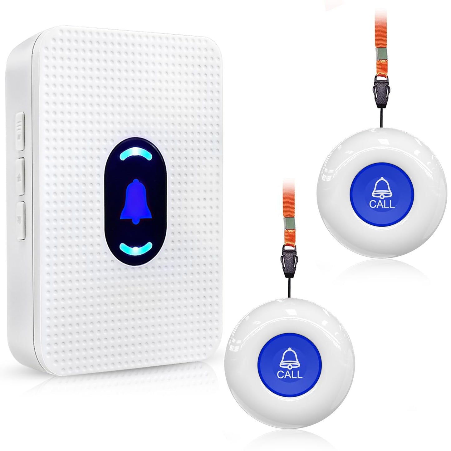 Daytech Caregiver Pager Seniors Alert Button System 500Ft Wireless Emergency Call Button for Elderly/Disabled/Nurse Call, 1 Receiver + 2 Panic Buttons