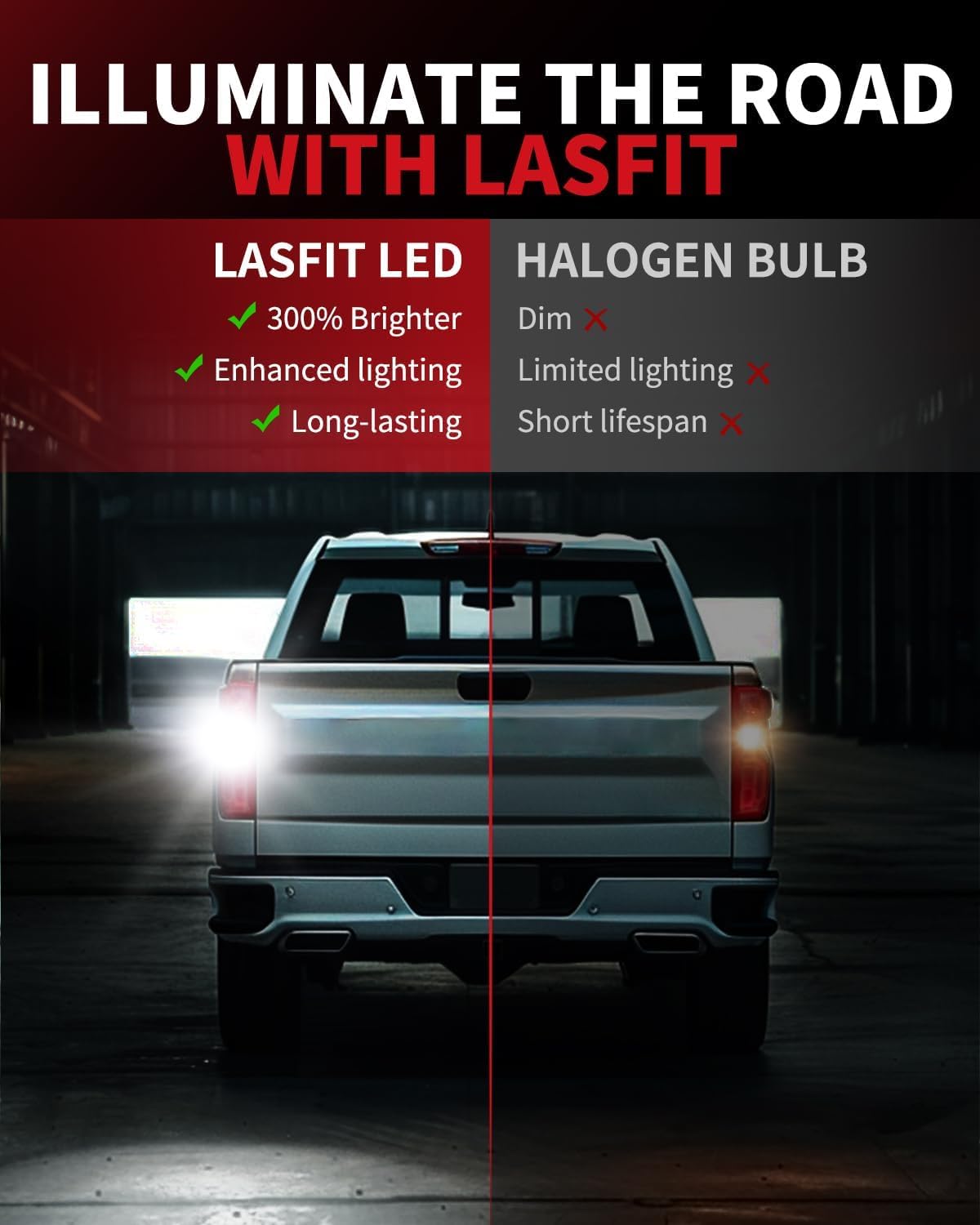 LASFIT 𝐏𝐫𝐨 T15 912 W16W 921 LED Reverse Light Bulbs, 𝟏:𝟏 𝐎𝐄𝐌 For Silverado 1500/2500 HD/3500 HD 2014-2022 2023 2024 2025 2026, 6000K Xenon White 10X Brighter Backup Replace, Plug-N-Play, IP68