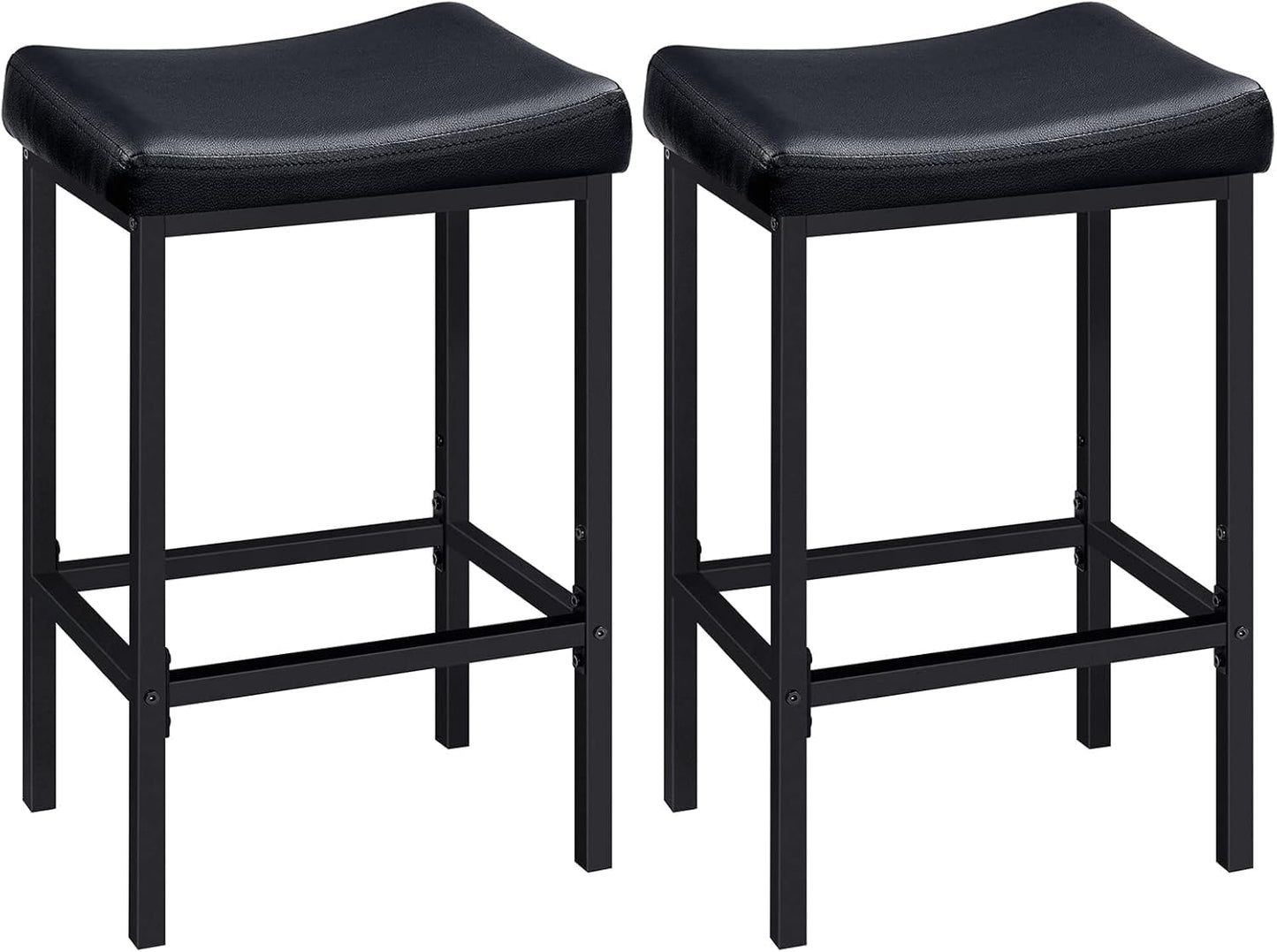 HOOBRO Bar Stools, Set of 2 Bar Chairs, Counter Height Stools, Saddle Stools with Curved Surface, Kitchen Stools, 63 cm, 6 cm Thick Upholstery, for Kitchen, Dining Room, Cafe Black BB10BY01