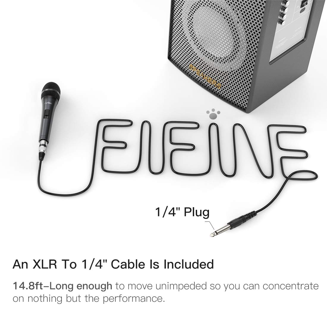 Fifine Handheld Karaoke Microphone for Singing, Wired Dynamic Mic with 4.5m Detachable XLR Cable for Vocal, Speaker with On/Off Switch, Compatible with Karaoke Machine-K6