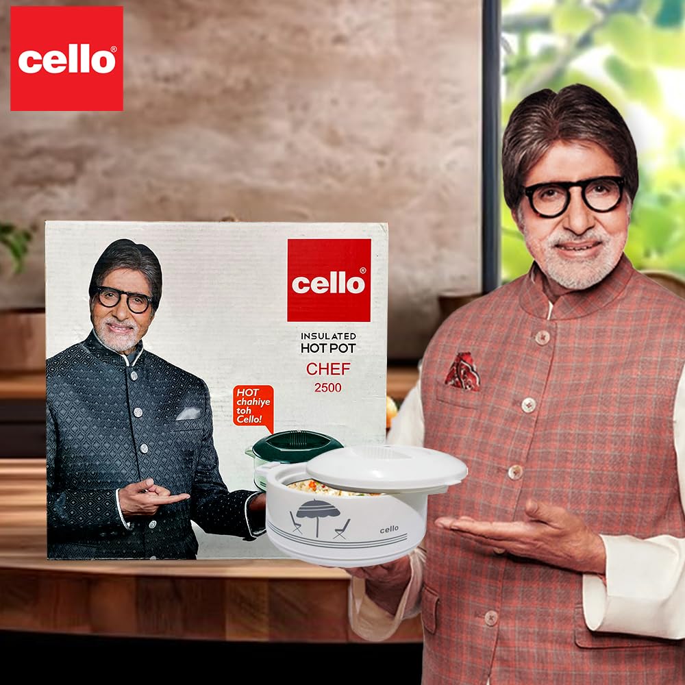 Cello Chef Deluxe Insulated Hot Pot Casserole 2500, White