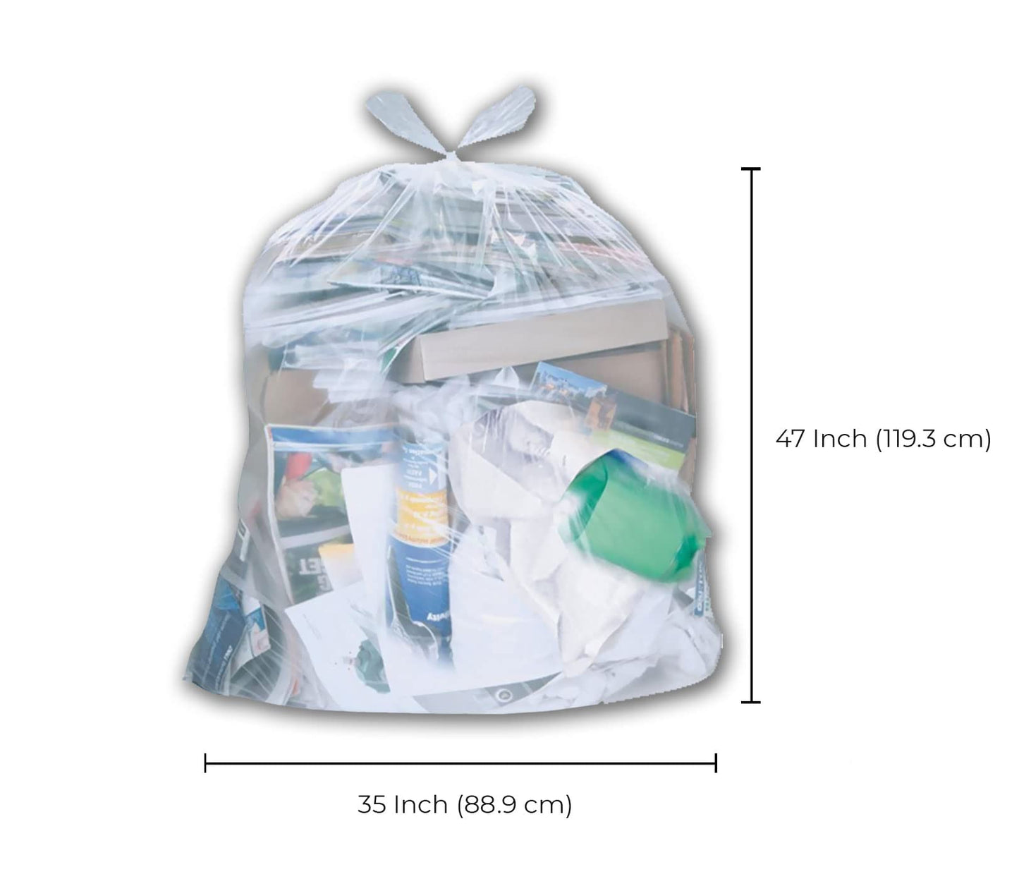 Spartano Clear Garbage Bags 35 x 47 Inch (200 Count), Strong Kitchen Garbage Bag for Waste Bin, Multipurpose Trash Bags for Home & Office