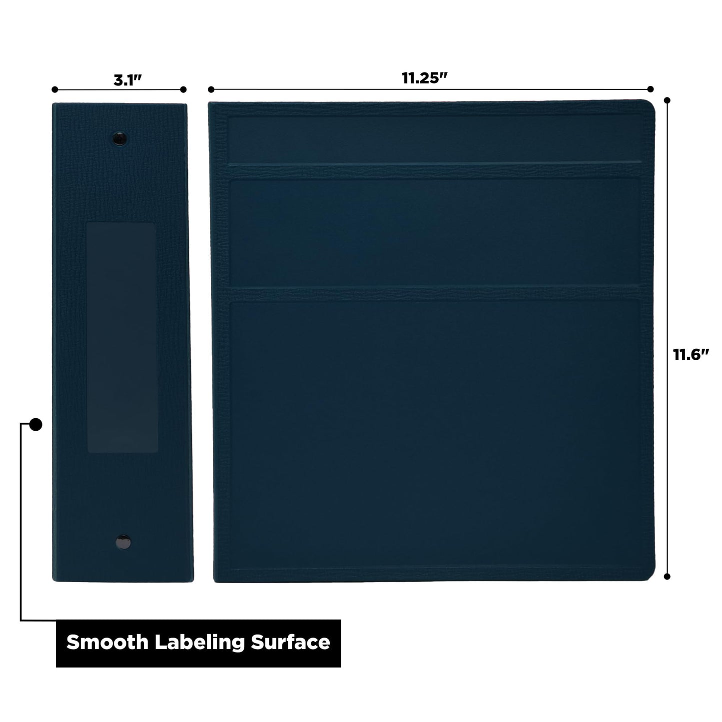 Carstens 3- Inch Heavy Duty 3-Ring Binder - Side Opening, Navy Blue