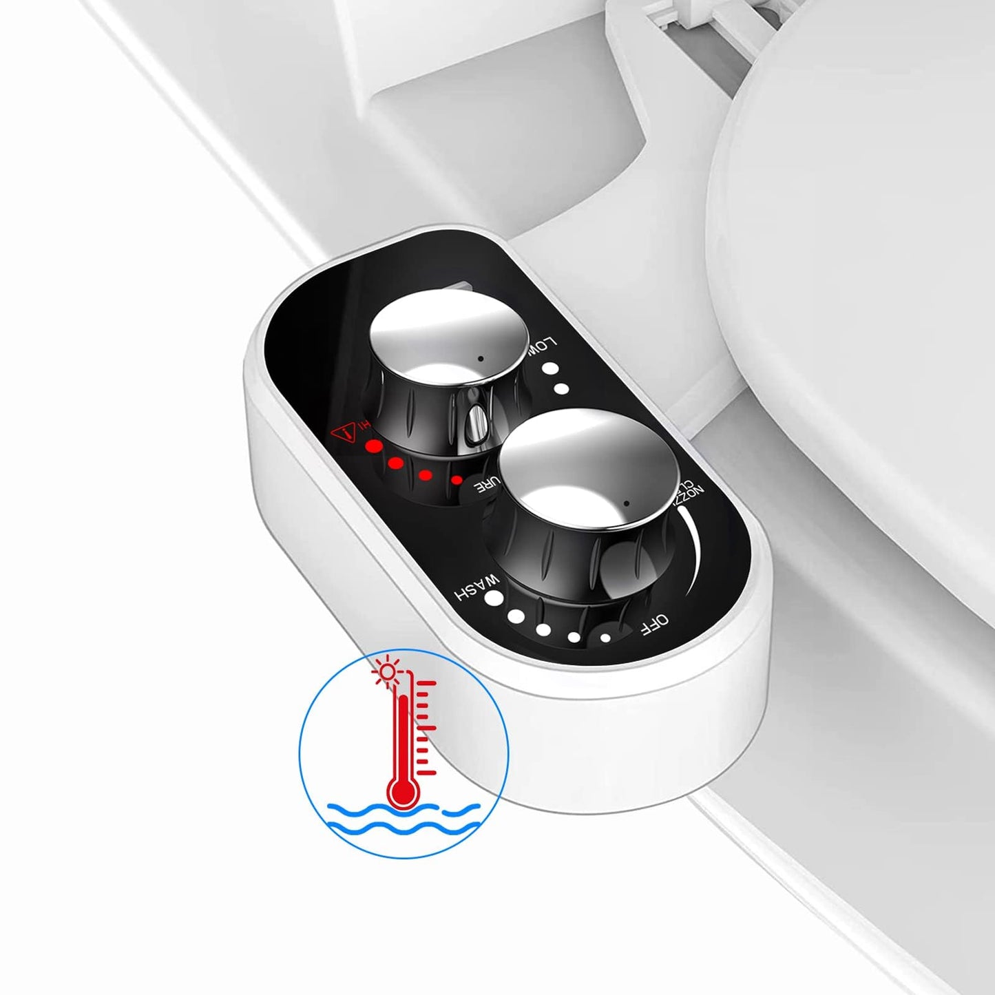 Doolv Upgraded Hot Cold Bidet Attachment - Front & Rear Wash, Adjustable Water Pressure, with Self-Clean, Retractable Single Nozzle, Non-Electric Warm Water Bidet Toilet Seat Attachment