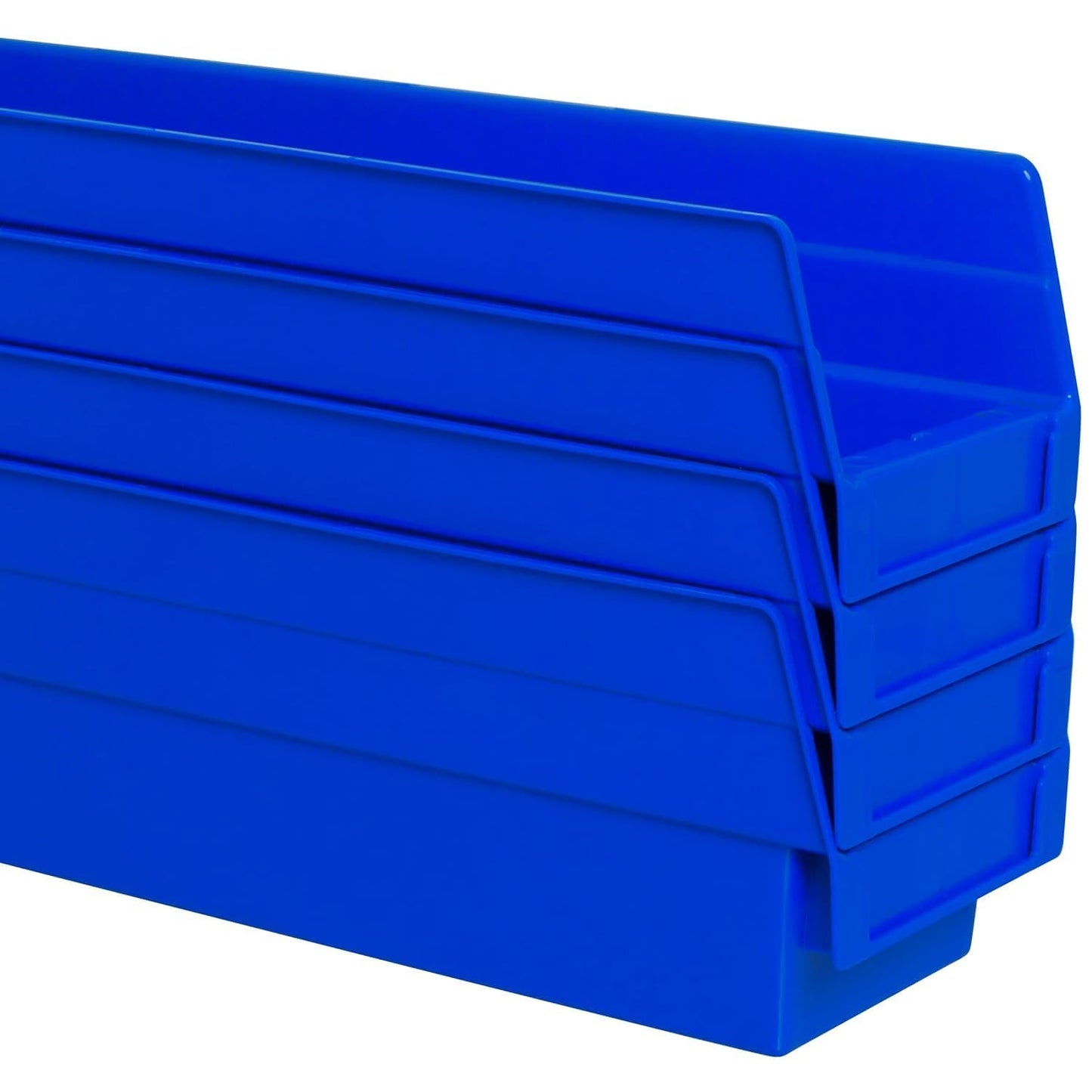 Akro-Mils 30120 Plastic Shelf Bins, Heavy Duty Storage Bins for Garage, Closet, and Drawer Organization, 12" x 4" x 4", Blue, 24-Pack