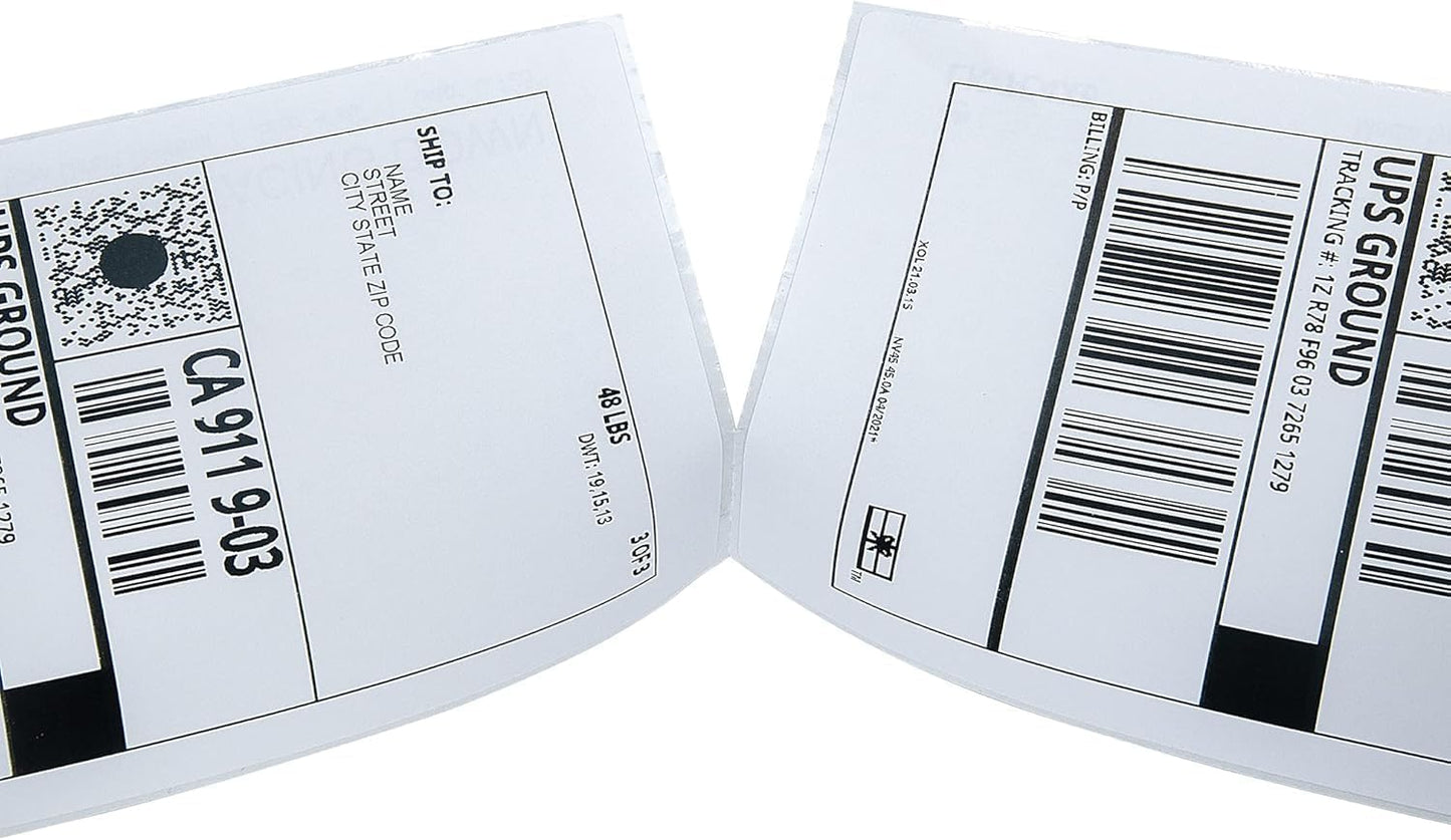 L LIKED 4000 Fanfold 4" x 6" Direct Thermal Shipping Labels, with Perforated Line for Thermal Printers - Compatible with Zebra & Rollo Printer