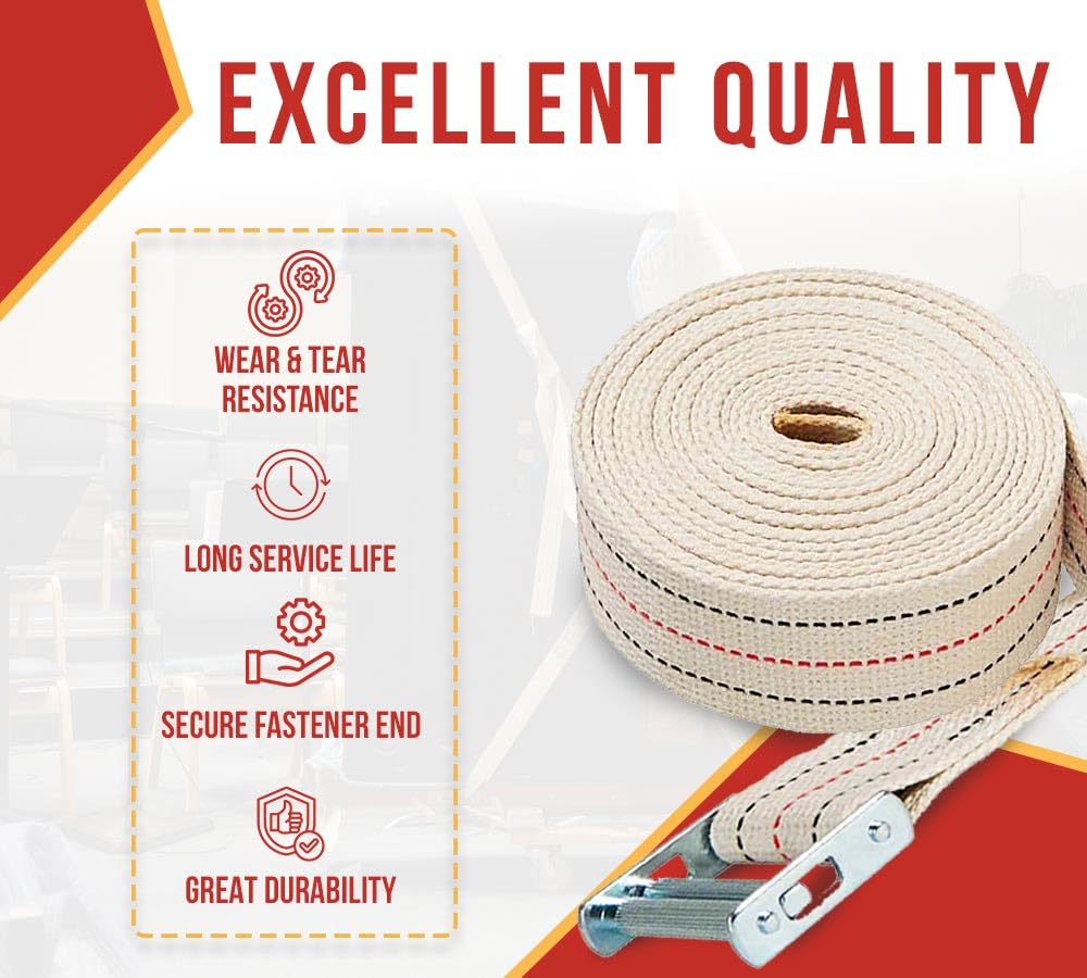 Mytee Products (2 Pack) 2" x 20' Piano Moving Strap with Roller Buckle, Made from Cotton Webbing