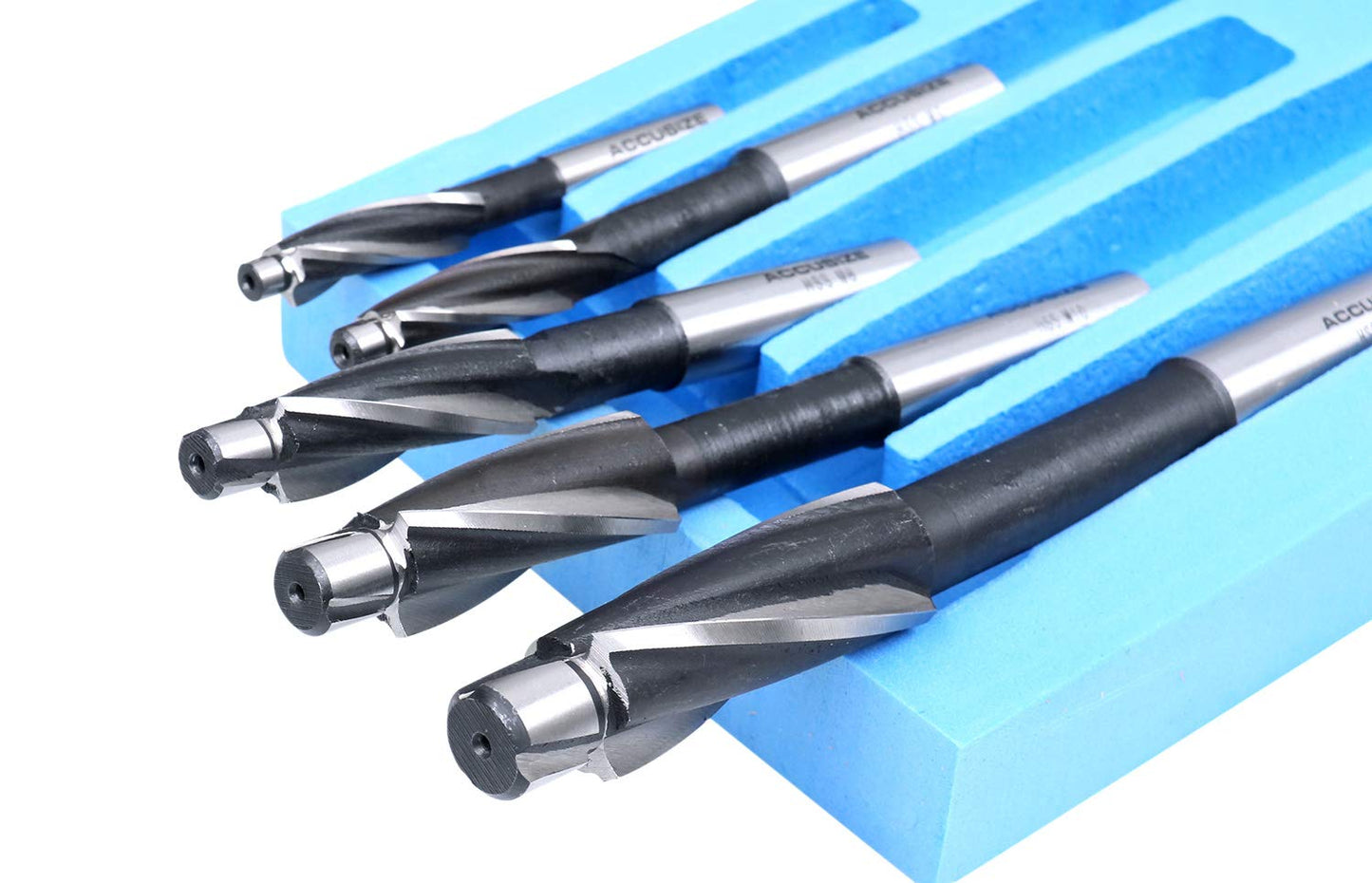 Accusize Industrial Tools 7 Pc Metric H.S.S. Solid Capscrew Counterbore Set, 3 Flute, Straight Shank, 508S-007M