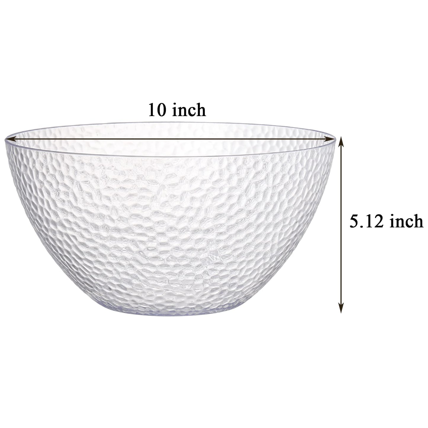 Suwimut 4 Pack Clear Plastic Serving Bowls for Parties, 135 OZ Large Round Plastic Snack or Salad Bowl, Clear Chip Bowls Plastic Candy Dish Salad Serving Containers