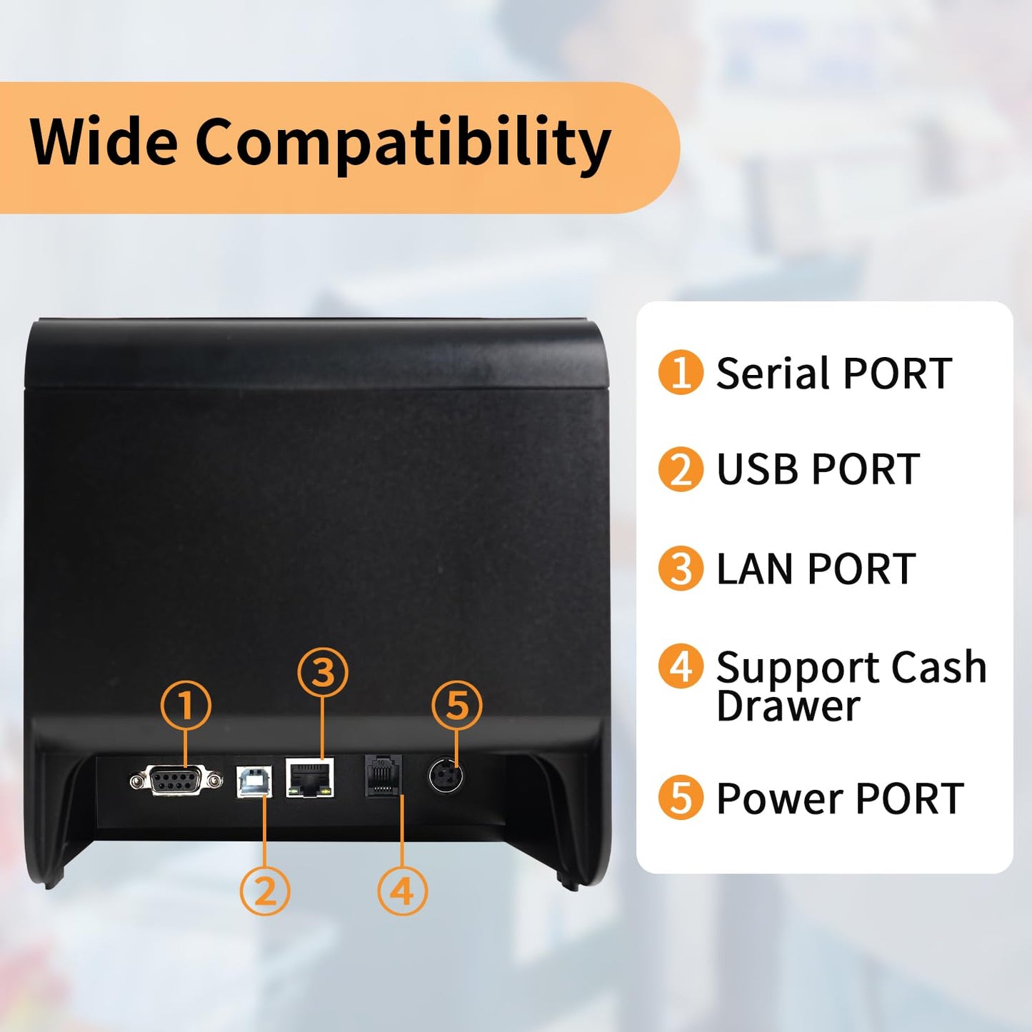 Rongta POS Receipt Printer, 80mm Thermal Printer, ESC/POS, Restaurant Kitchen Printer with Auto Cutter Support Cash Drawer,USB Serial Ethernet Receipts Printer for Small Business,Not for Square
