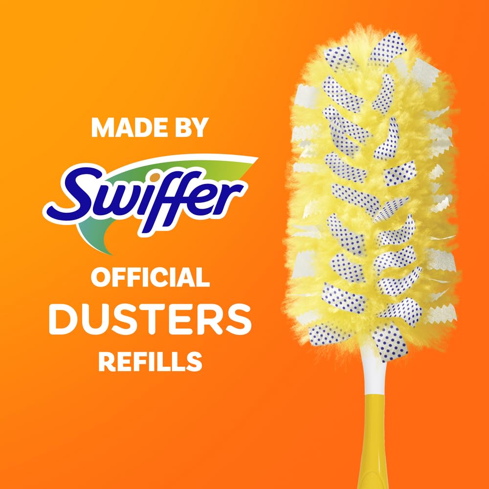Swiffer Duster Kit with 3 ft Extendable Handle, Heavy Duty Dusting Starter Kit with 12 Refills, for Ceiling Fans, Vents and Hard to Reach Places