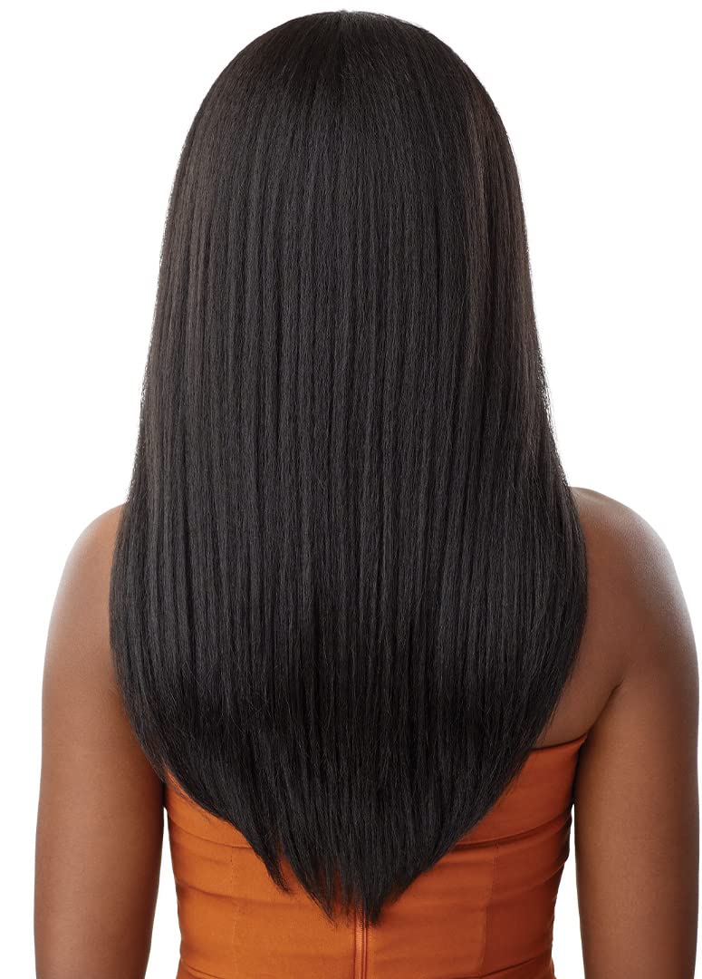 Outre Human Hair Blend 5x5 Lace Closure Wig - HHB-Kinky Straight 24" (Color:1B OFF BLACK)