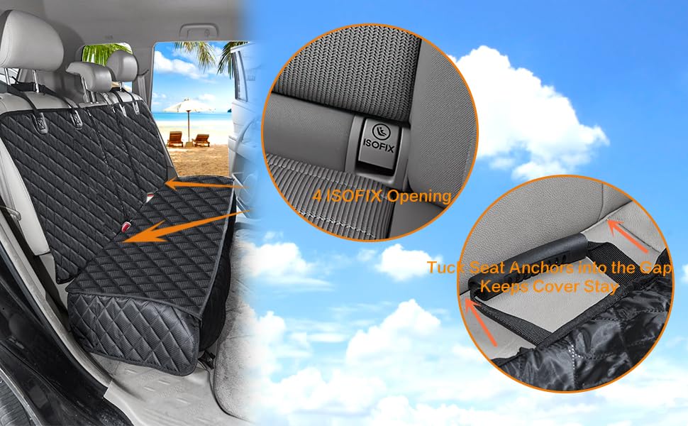Dog Car Seat Cover for Back Seat Cover for Kids,Non Stick Fur Rear Seat Protector for Pet,Nonslip Waterproof Durable Universal Fit Interior Backseat Covers for Auto Van SUV (XL, Black)