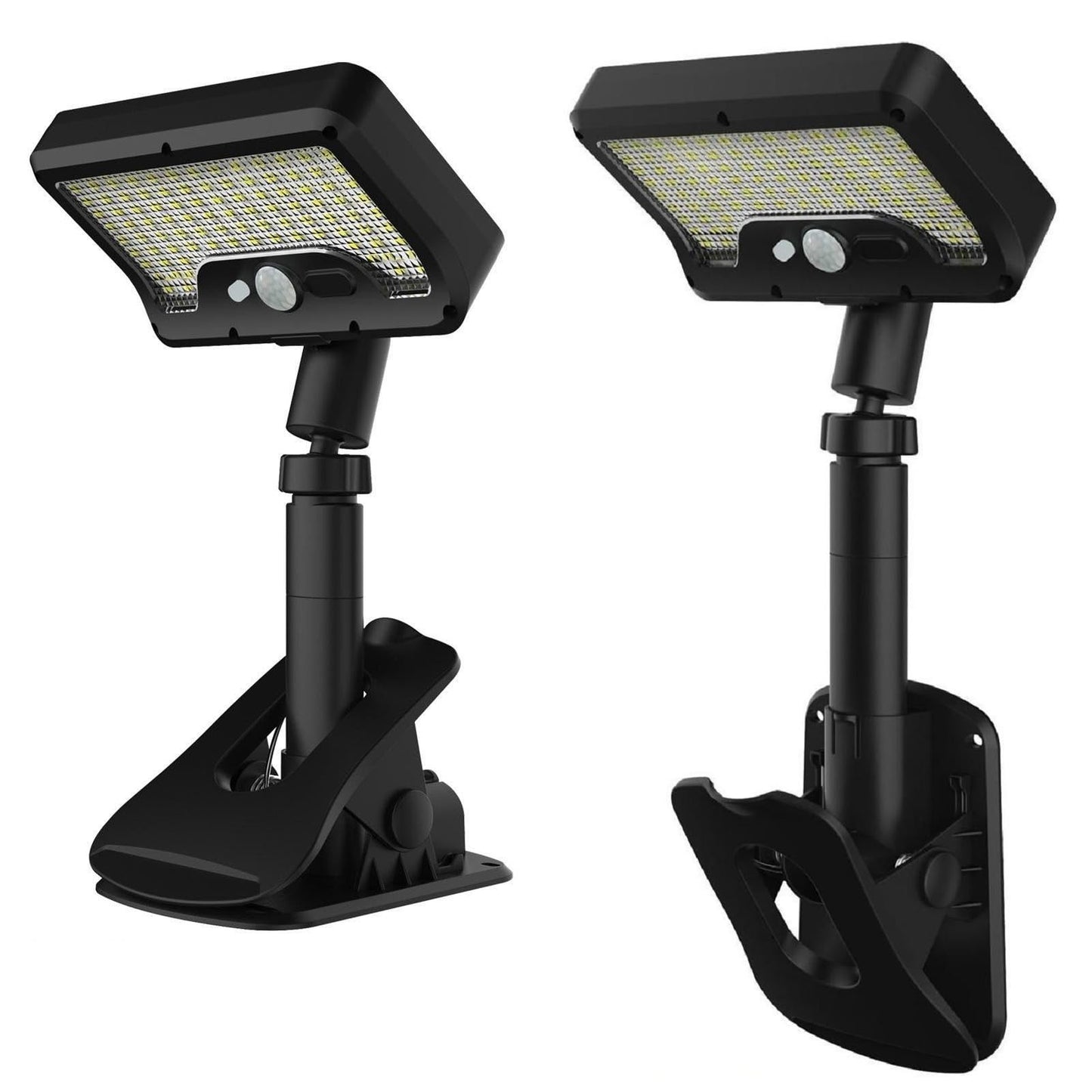ASLIDECOR Solar Clip On Lights Outdoor, 92 LED Motion Sensor Security Light with 600LM Brightness and 3 Modes, Waterproof Fence Clip Light for Deck, Gutter, Tent,Camping,Camper Awning(2)