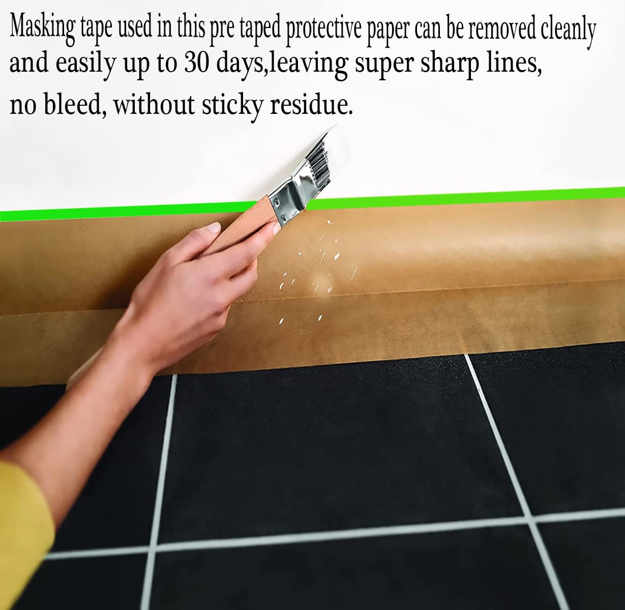 Pre-Taped Masking Paper for Painting - 6 inch x 50 feet Tape and Drape Painters Paper, Paint Adhesive Protective Paper Roll for Covering Skirting, Cars and Auto Body (6 Rolls) (6, 6inch X 50feet)
