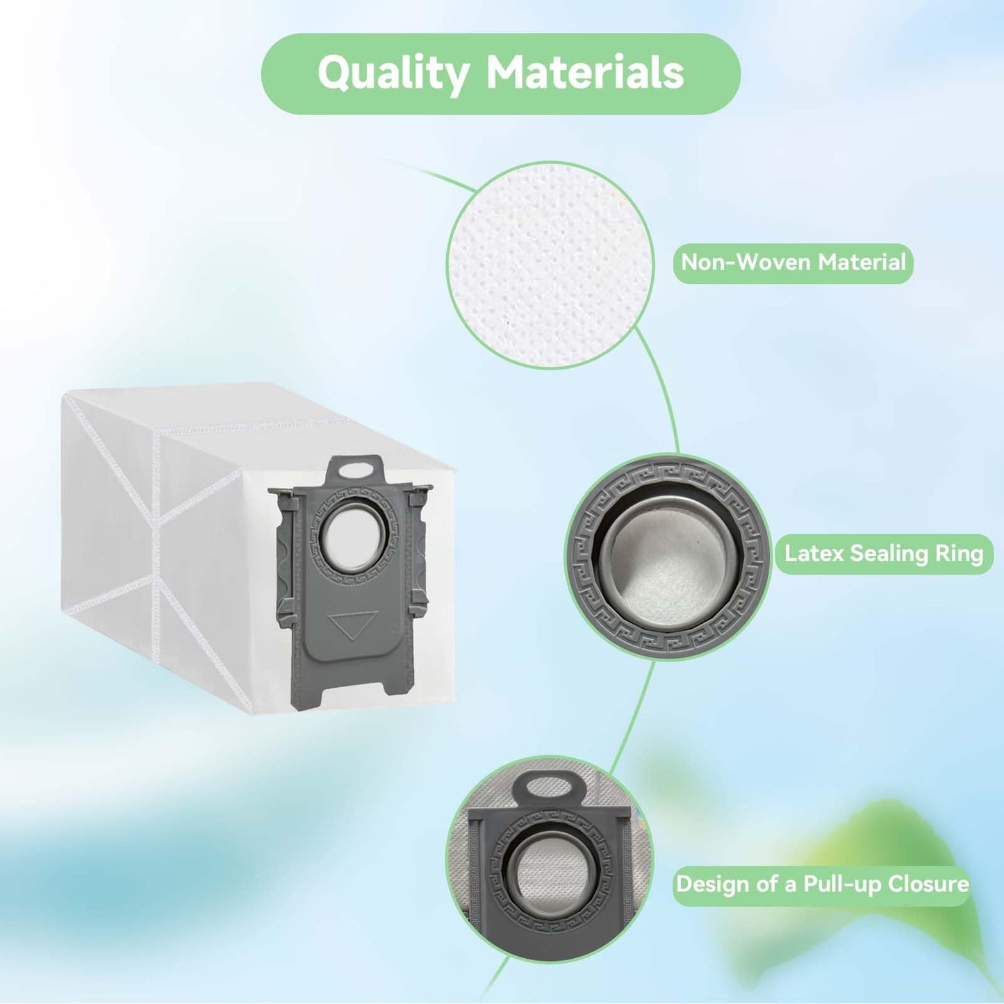 WAIKAS 20 Pack Qrevo Dust Bag for Roborock Qrevo QV 35A/35S, Qrevo S5V, Qrevo Curv S5X, Saros 10/10R/Z70, Qrevo Edge, Qrevo S/Pro/Master/Plus Robot Vacuum