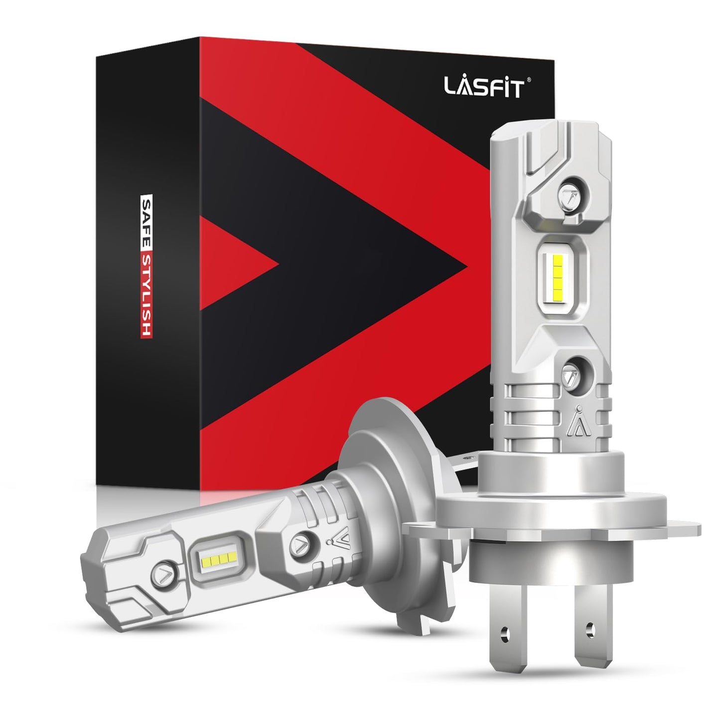 LASFIT 2026 𝐍𝐨𝐢𝐬𝐞𝐥𝐞𝐬𝐬 H7 LED Headlight Bulb, 600% Brighter Halogen 1:1 Fanless Replace, 300M Sight 6000K White No Adapter Need, Canbus No Error Automotive Front/High/Low Dual Beam Car light