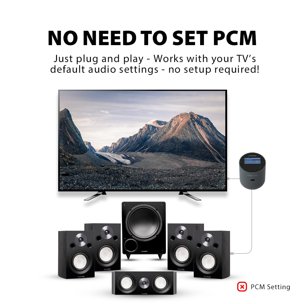 Avantree Orbit Pro - Bluetooth Transmitter for TV with Optical or AUX Audio Output (Incl. Smart TVs), Surround Sound, Easy Volume Control for Airpods & Other Headphones