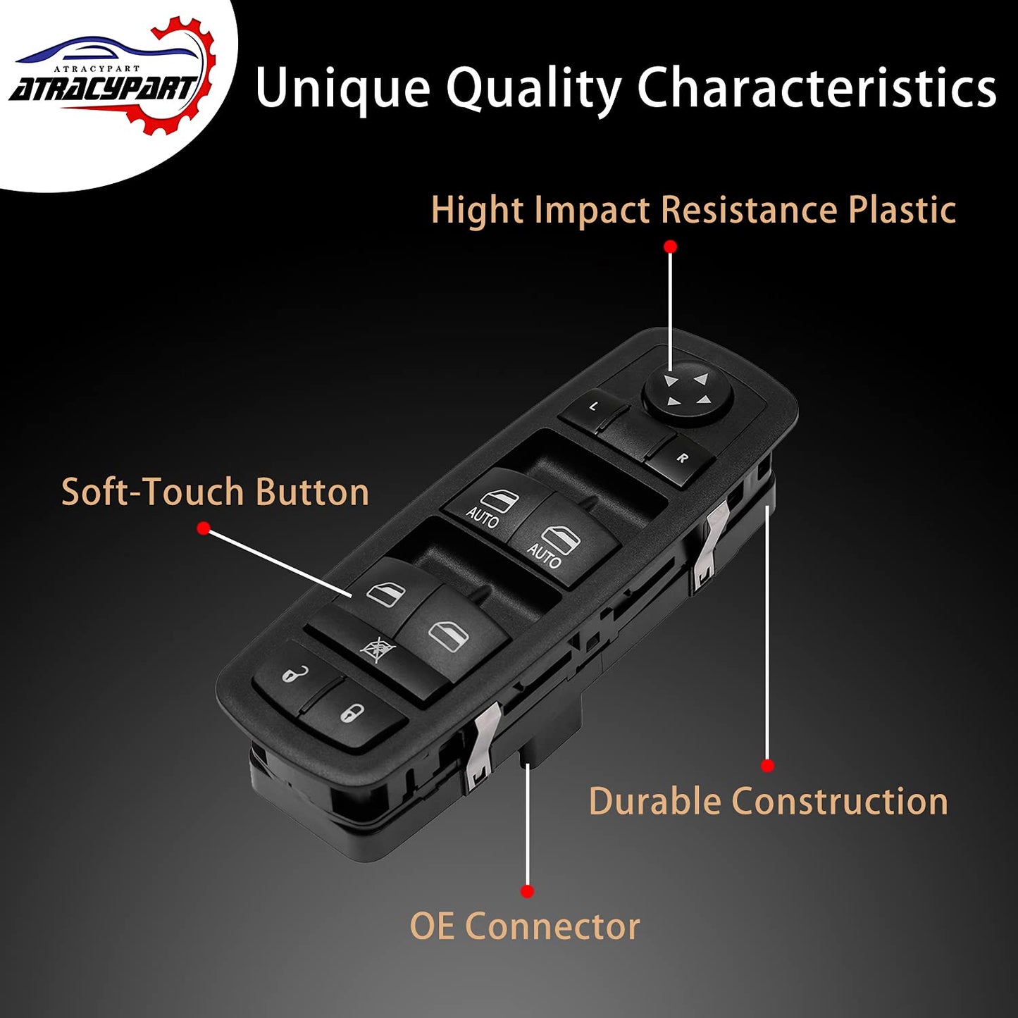 Master Power Window Switch | 3 PINS + 0 PINS Check Required | Replacement for 2012 – 2017 Dodge Grand Caravan, Chrysler Town & Country | Replaces# 68110871AA, 04602535AI