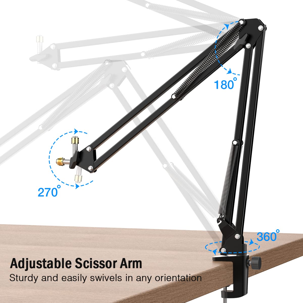 FIFINE Microphone Arm Stand, Suspension Mic Scissor Boom Arm stand with Metal Material, 3/8" to 5/8" Adapter, Desk Clamp, for Recording, Streaming, Podcast, Video, Flexible and Durable-CS1