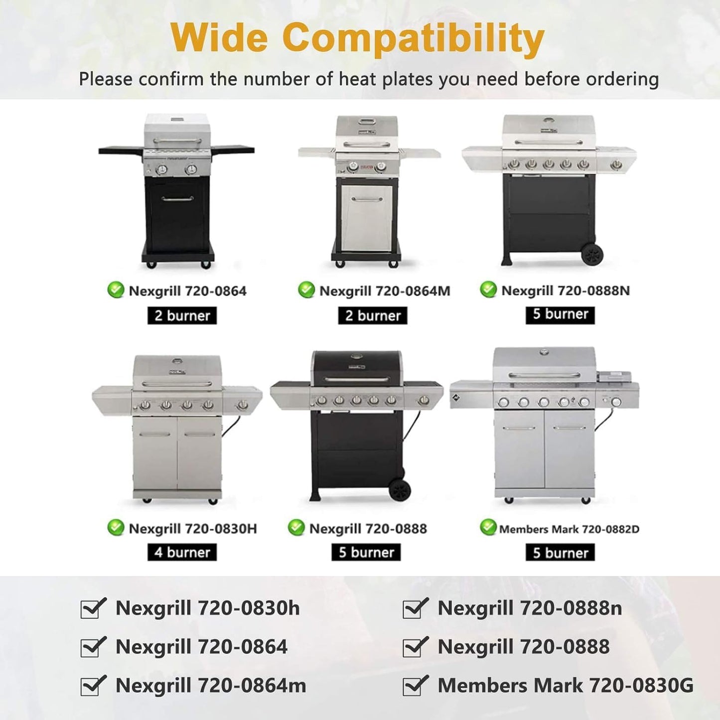 Criditpid Barbecue Replacement Parts for Nexgrill 6 Burner 720-0898 720-0898A, Nexgrill 720-0888 720-0888N, 720-0830H 720-0783E. Stainless Steel BBQ Heat Plates Shield, Burner Tubes & Igniters Kit.