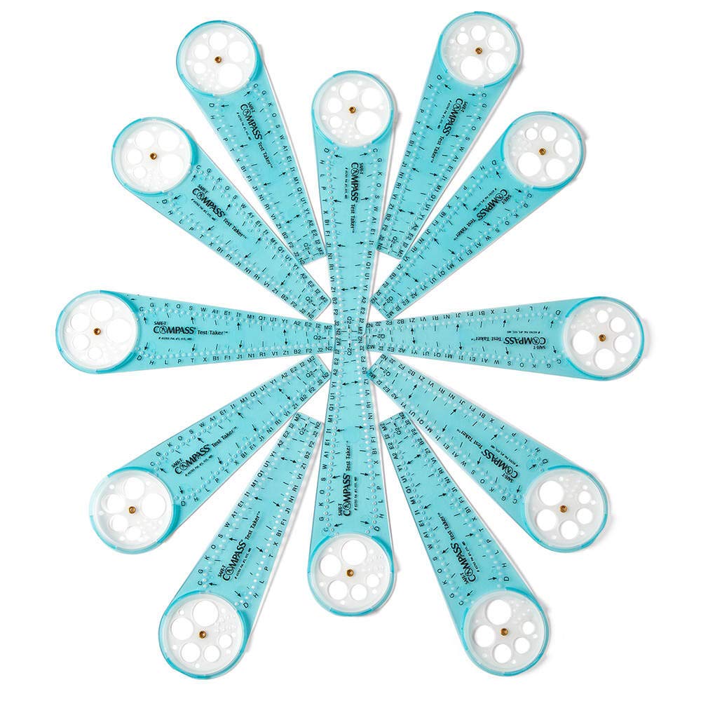 hand2mind Safe-T Compass for Kids Math, Test Taker Compass, 10 in. Diameter Blue Compasses, Safety Compass for Drawing, Safety Kids School Supplies, Homeschool Supplies (Set of 12)